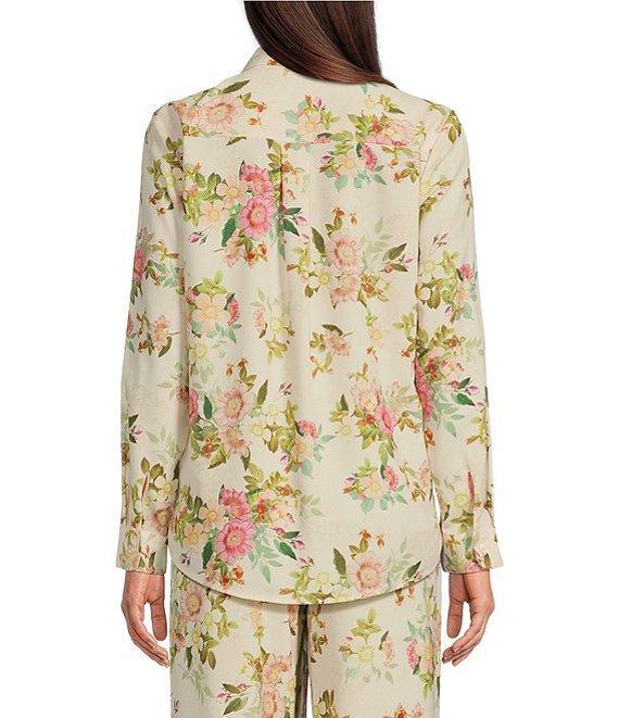 Alex Marie Piper Twill Floral Print Point Collar Long Sleeve Button Front Coordinating Top Product Image