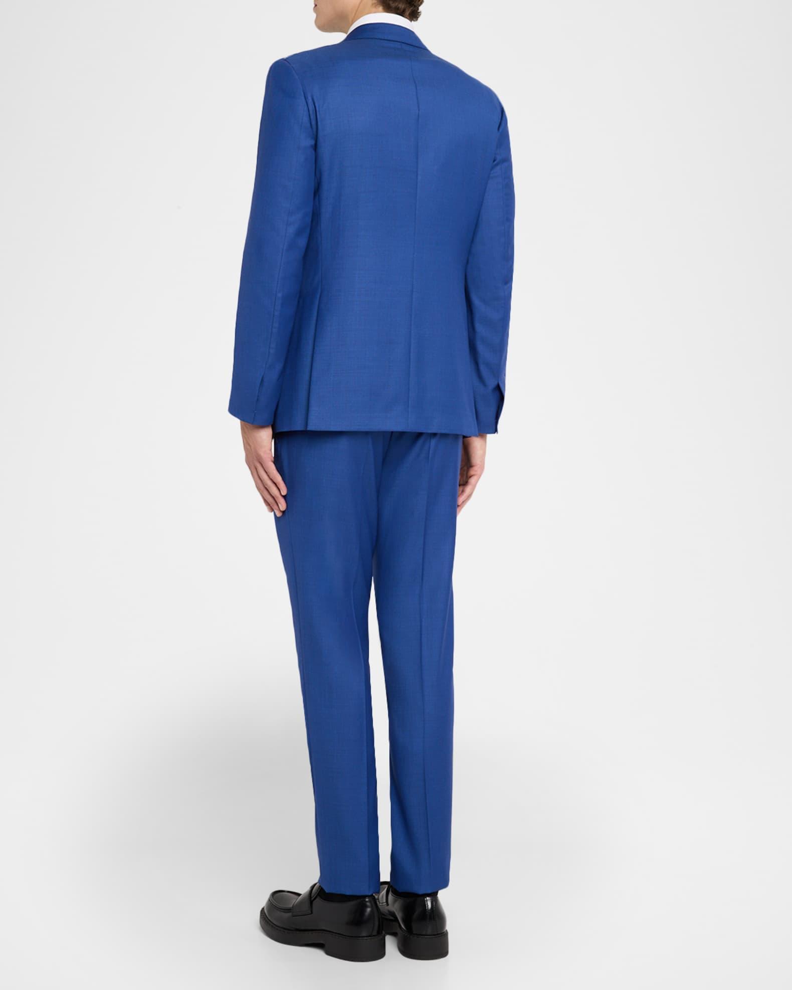 Men's Sharkskin Wool Peak-Lapel Suit Product Image