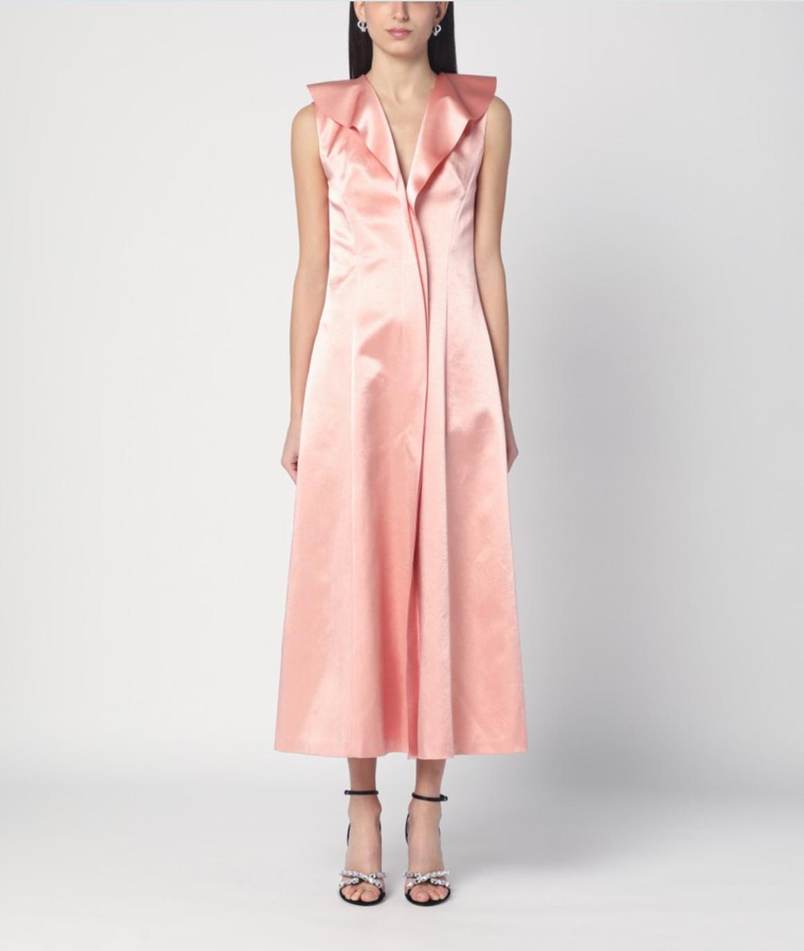 Philosophy di Lorenzo Serafini Pink Duchese Silk Dress Product Image