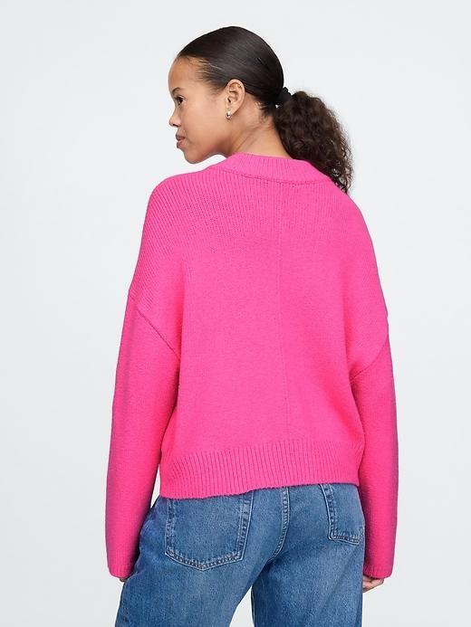 CashSoft Cropped High V-Neck Sweater Product Image