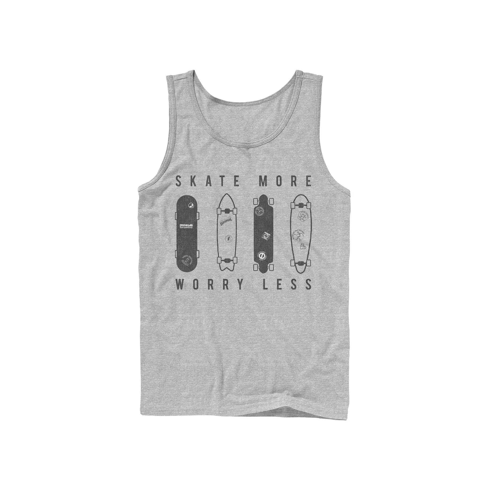 Men's Skate More Worry Less Skateboard Lineup Sketch Tank Top,  Product Image