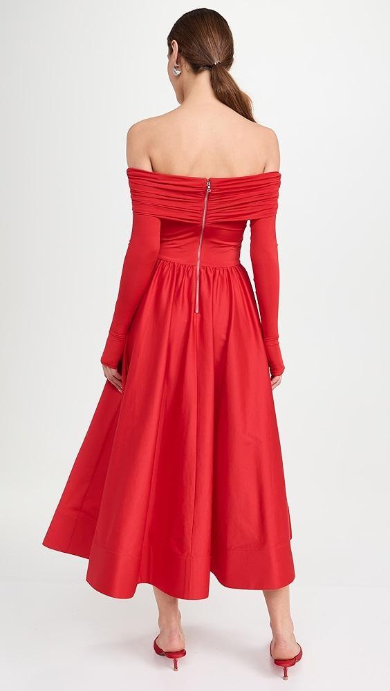 alice + olivia Arcana Off The Shoulder Flared Midi Dress | Shopbop Product Image