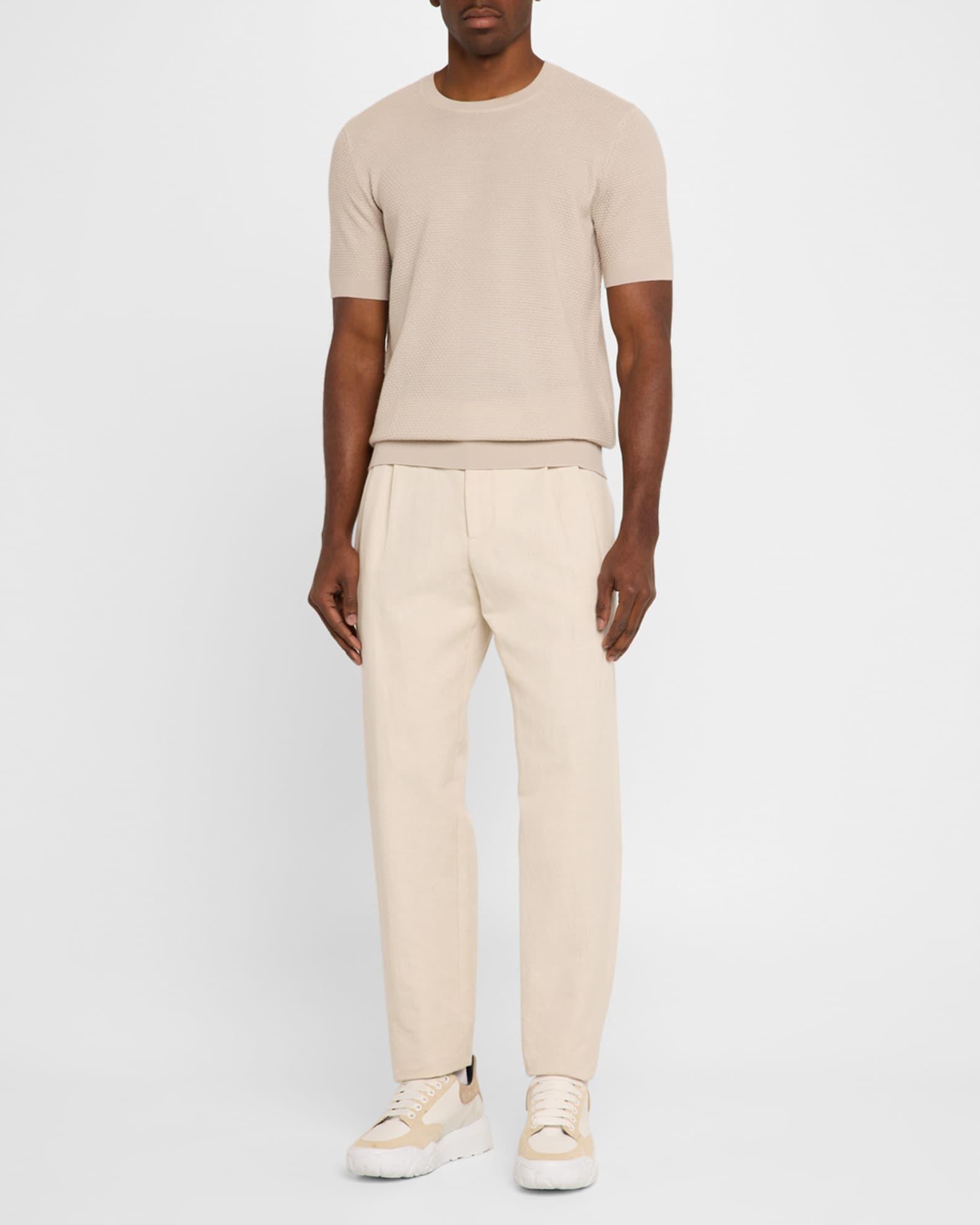 Men's Textured Wool Short-Sleeve Crewneck Sweater Product Image