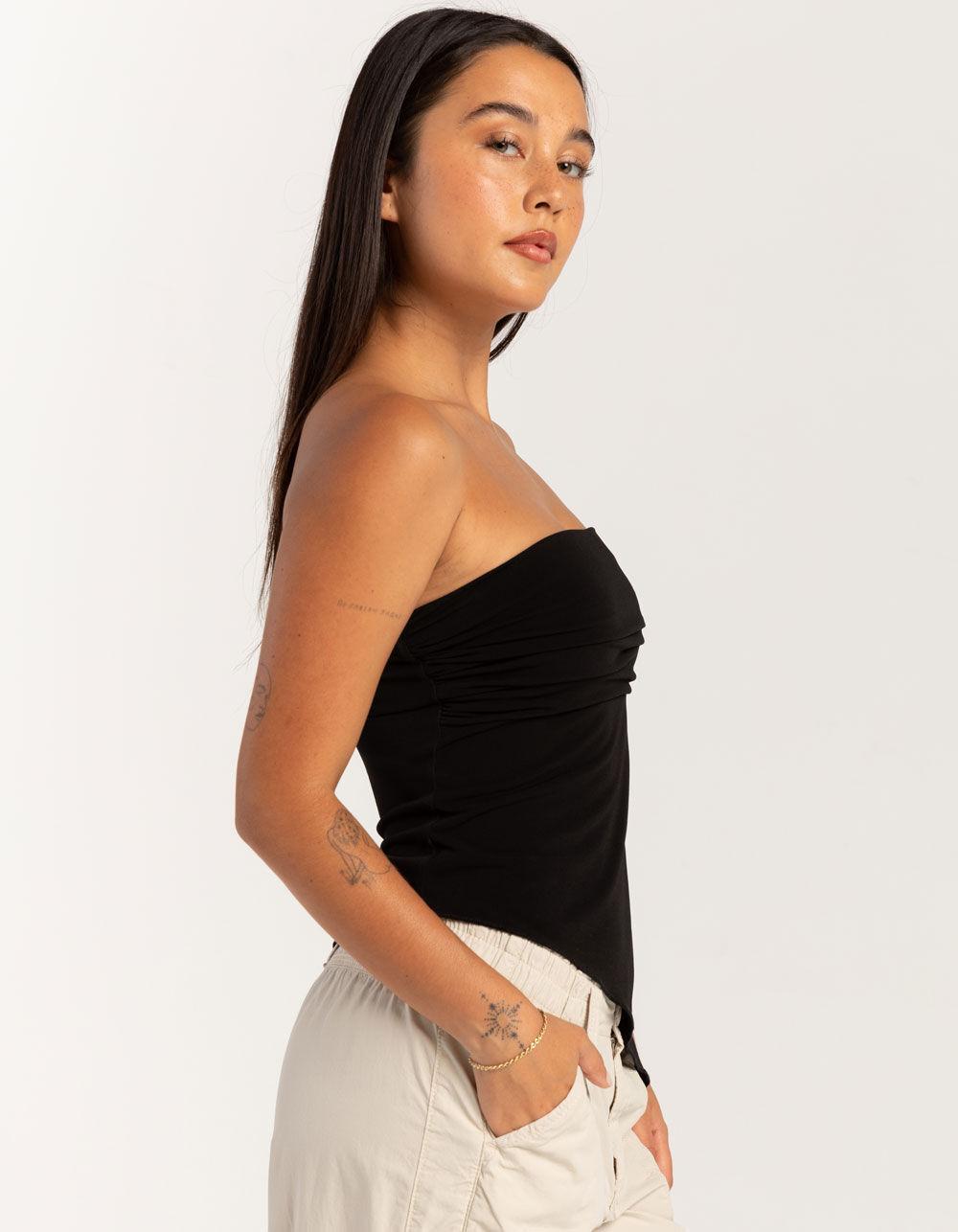 BDG Urban Outfitters Asymmetrical Bandeau Womens Top - BLACK Product Image