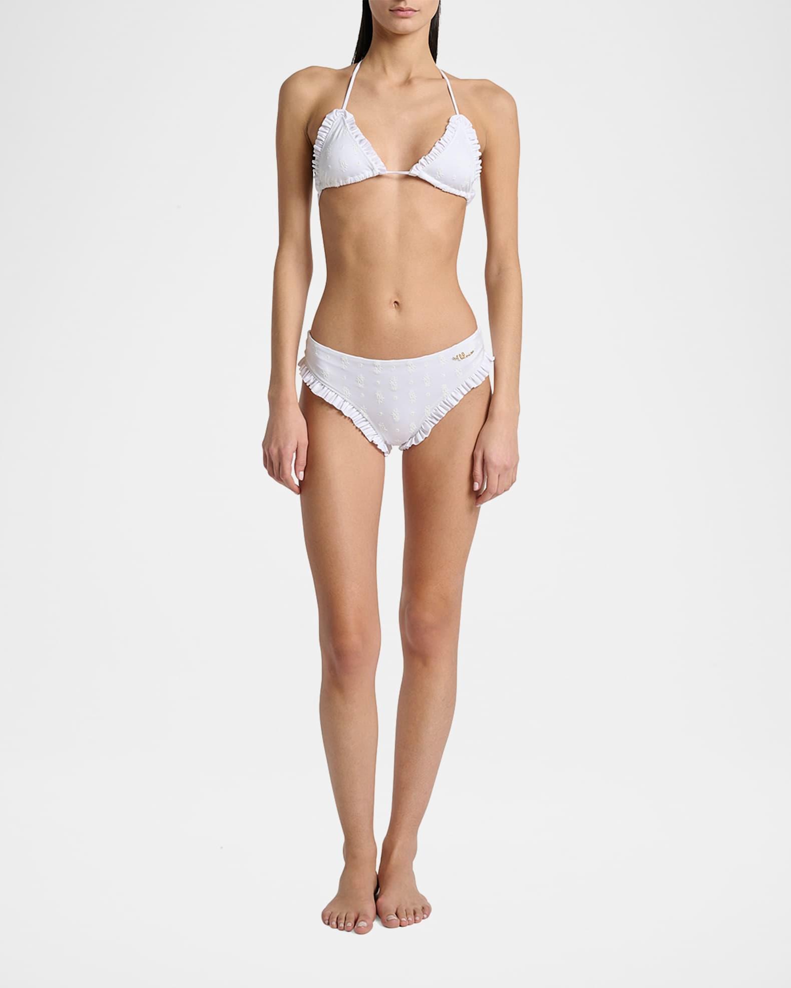 Ruffle-Trim Eyelet Bikini Top Product Image