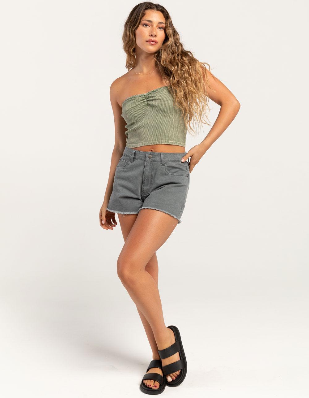 RSQ Womens Washed Cinch Tube Top - OLIVE Product Image