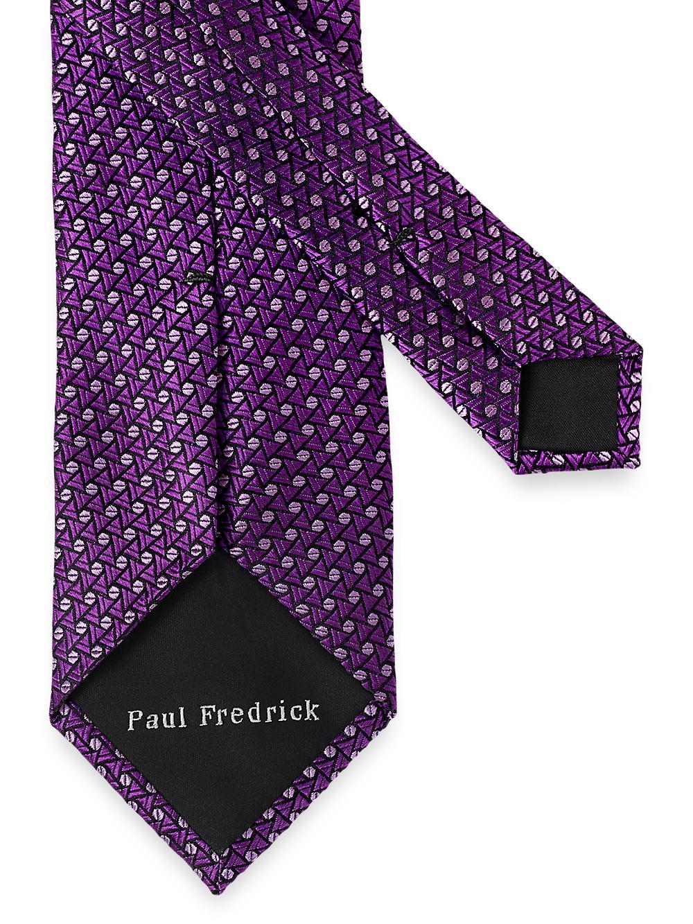 Geometric Woven Silk Tie - Purple Product Image