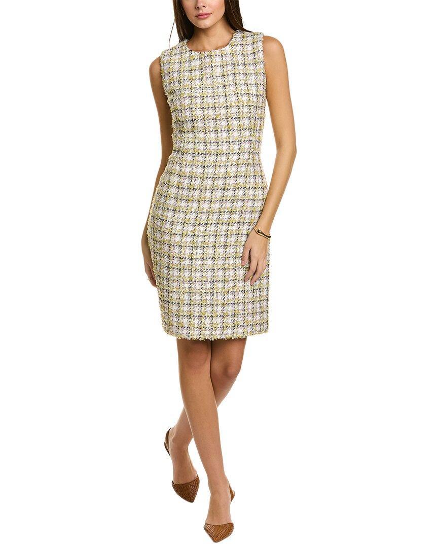 ST JOHN Pixelated Houndstooth Dress In Green Product Image