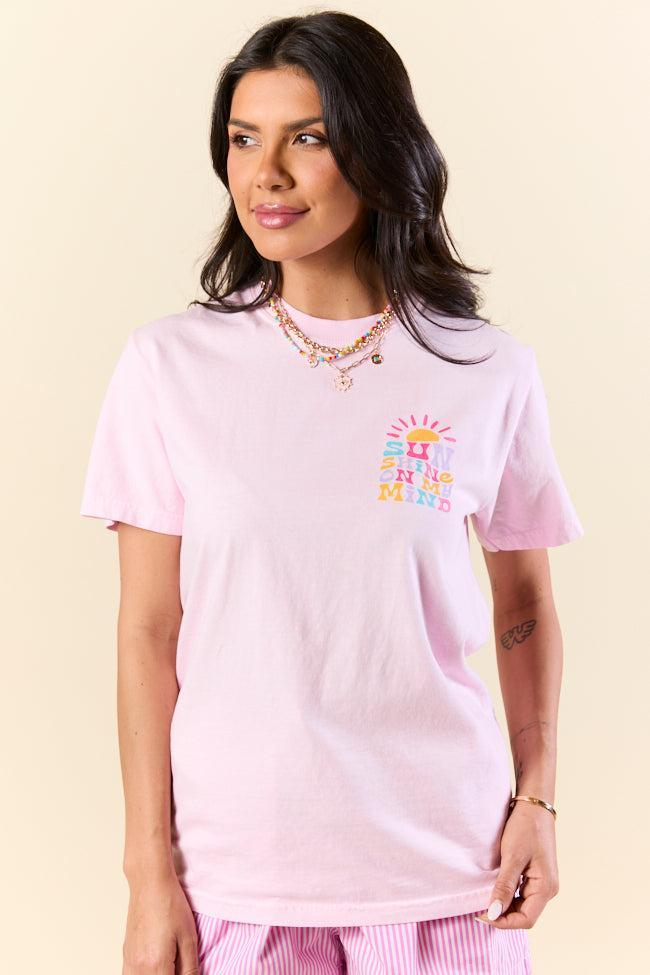 Sunshine On My Mind Light Pink Graphic Tee SALE Product Image