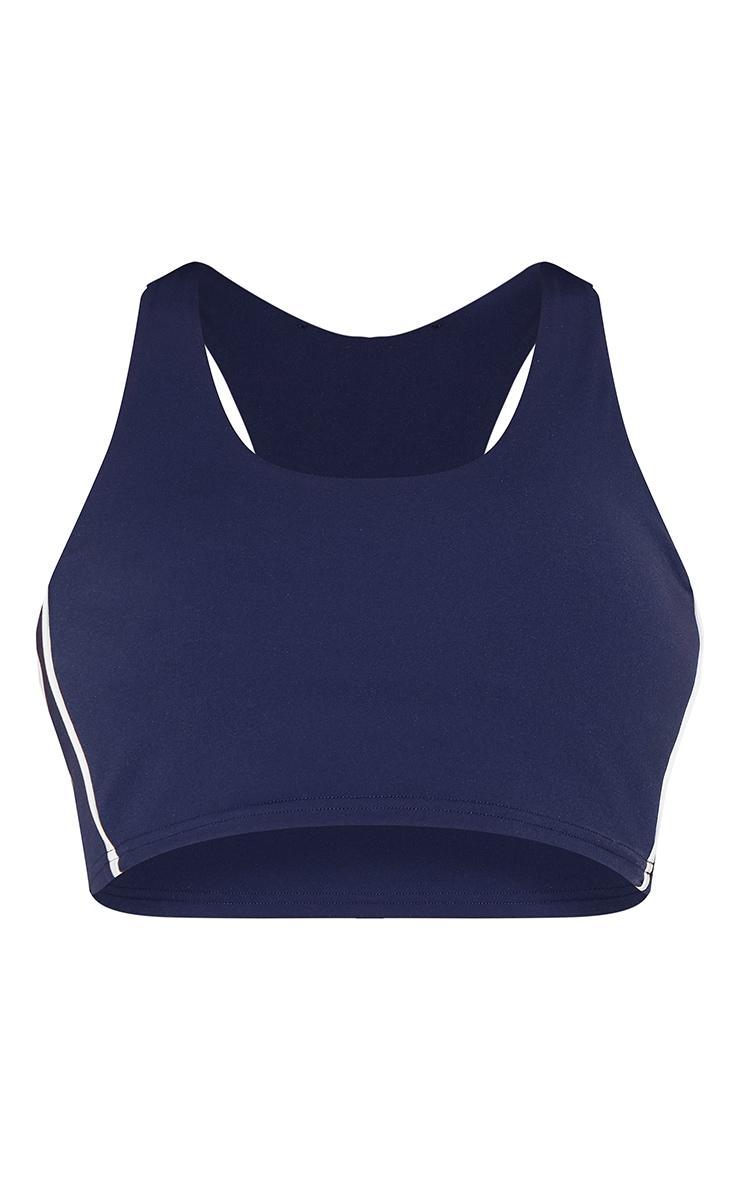 Navy Sculpt Double Layer Padded Contrast Binding Sports Bra Product Image