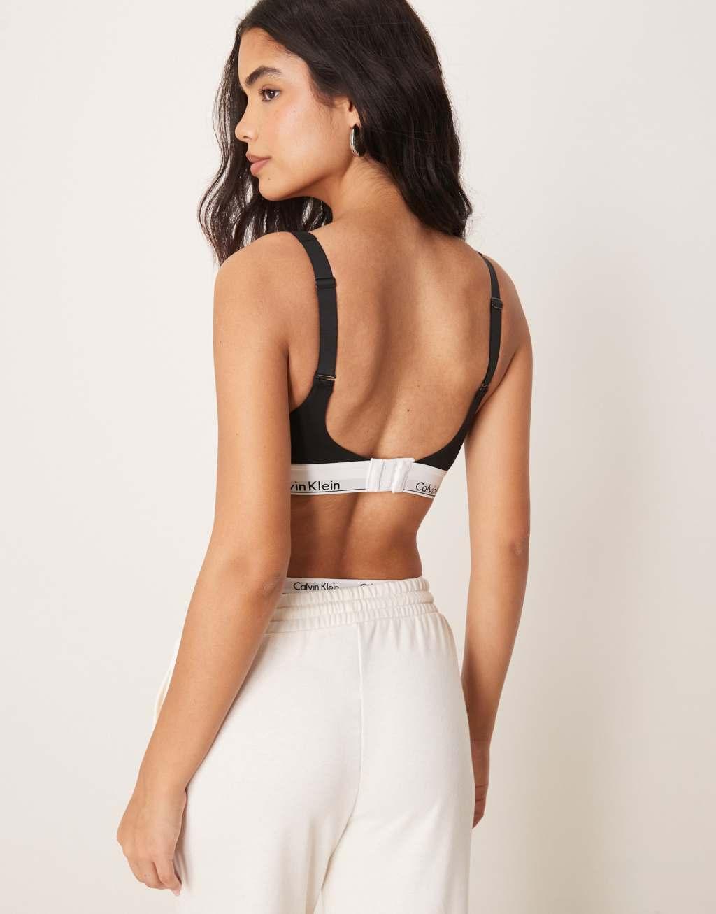 Calvin Klein Modern Cotton plunge lift bralette in black Product Image