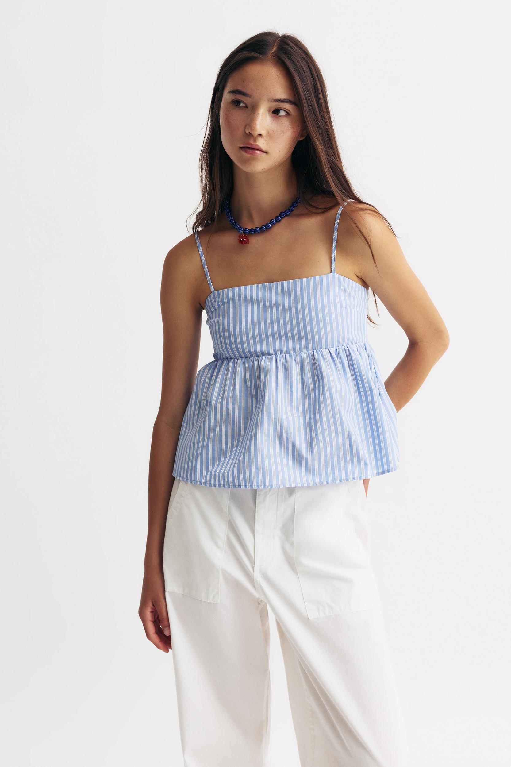 Striped poplin top Product Image