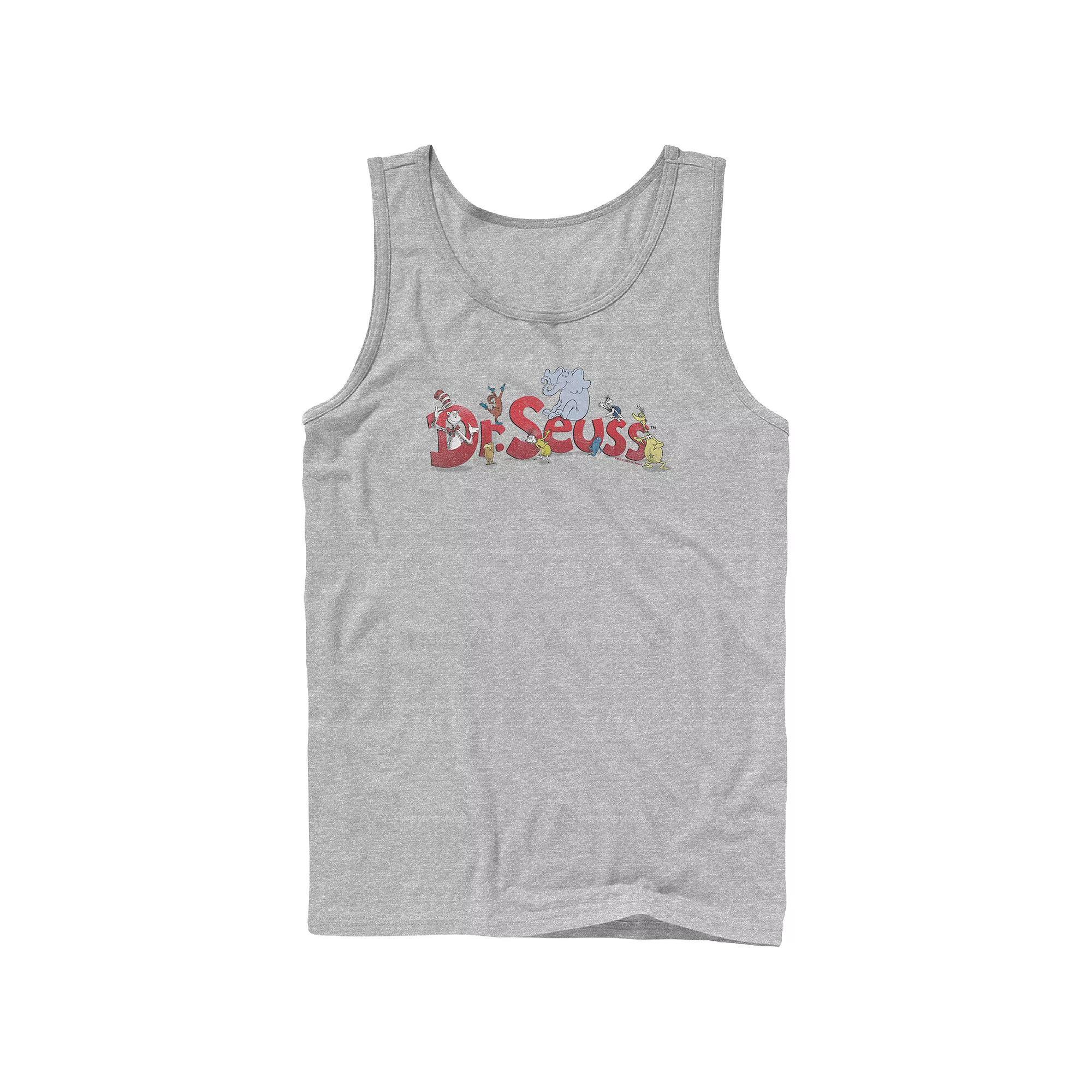 Men's Dr. Seuss Characters Graphic Tank, Size: Large, Athletic Grey Product Image