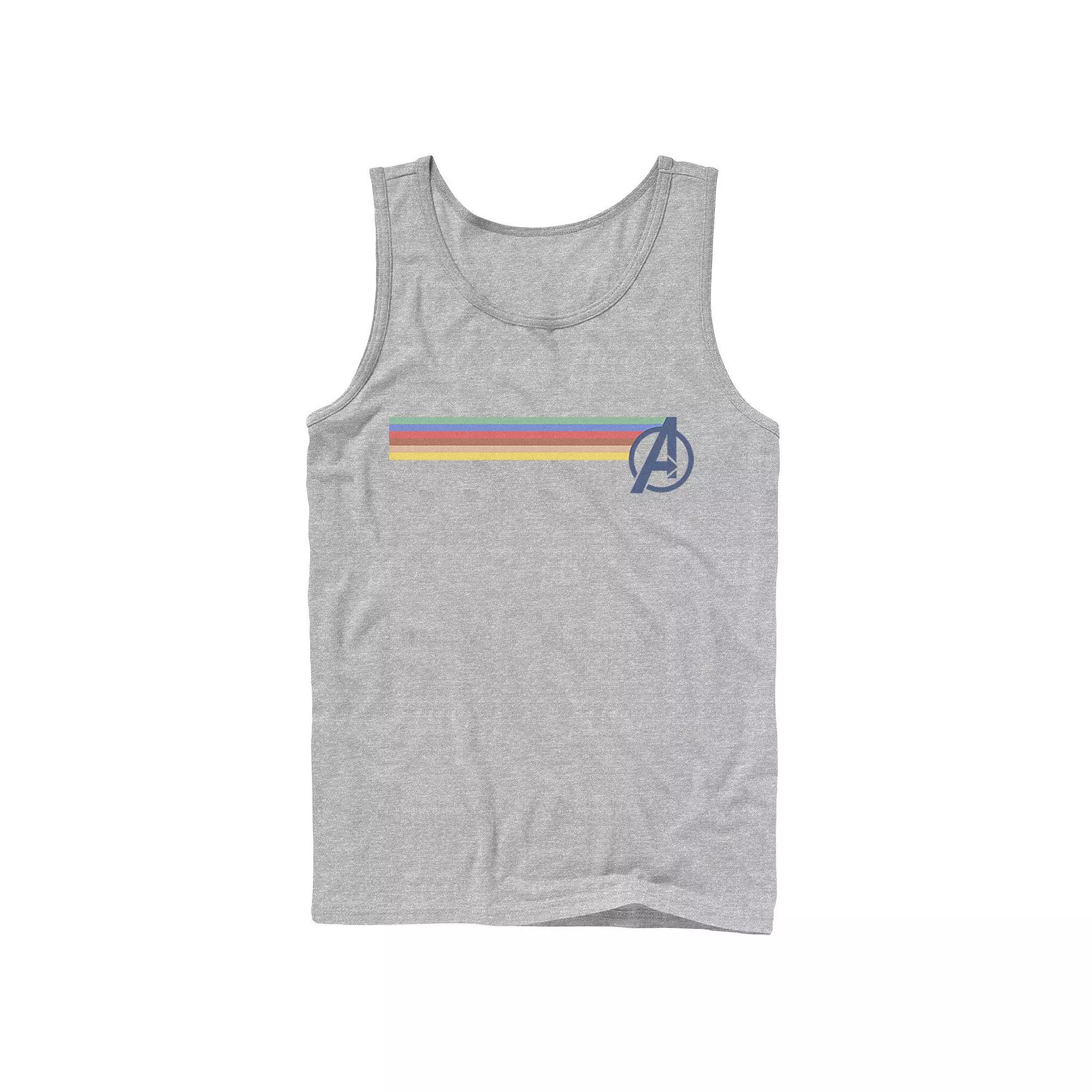 Men's Marvel Avengers Rainbow Colors Classic Logo Tank Top, Size: XL, Athletic Grey Product Image