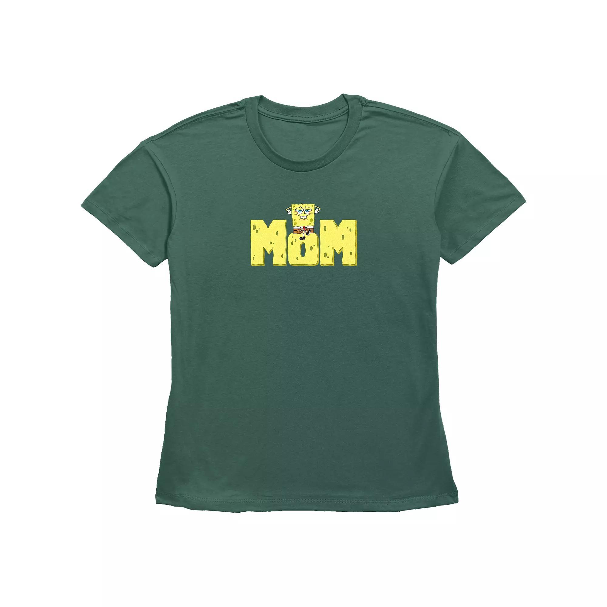 Women's SpongeBob SquarePants Mom Basic Fit Graphic Tee, Size: Medium, Green Product Image