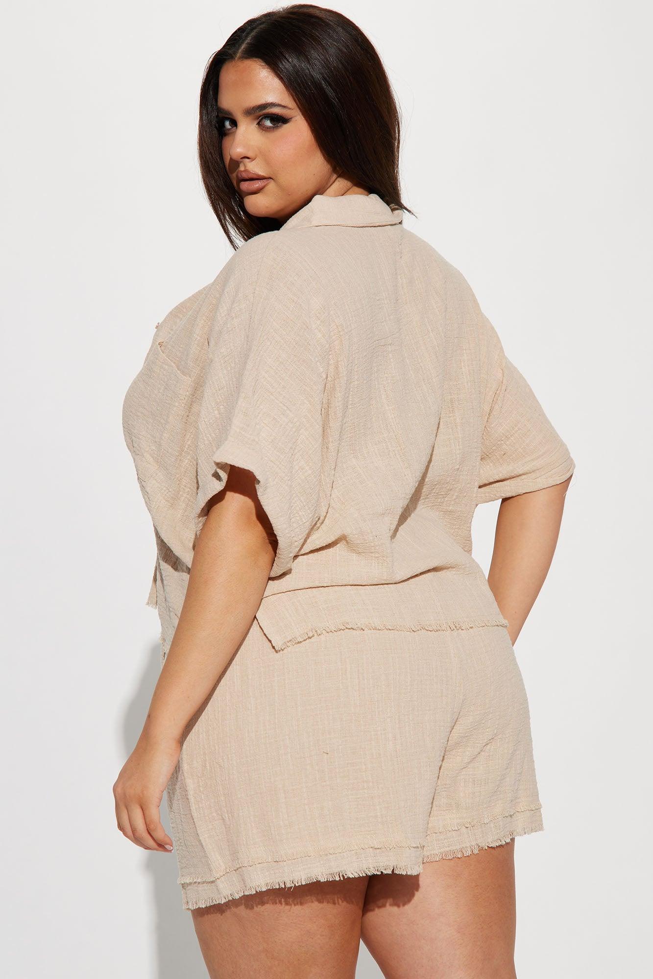 Easy Breezy Linen Short Set - Taupe Product Image