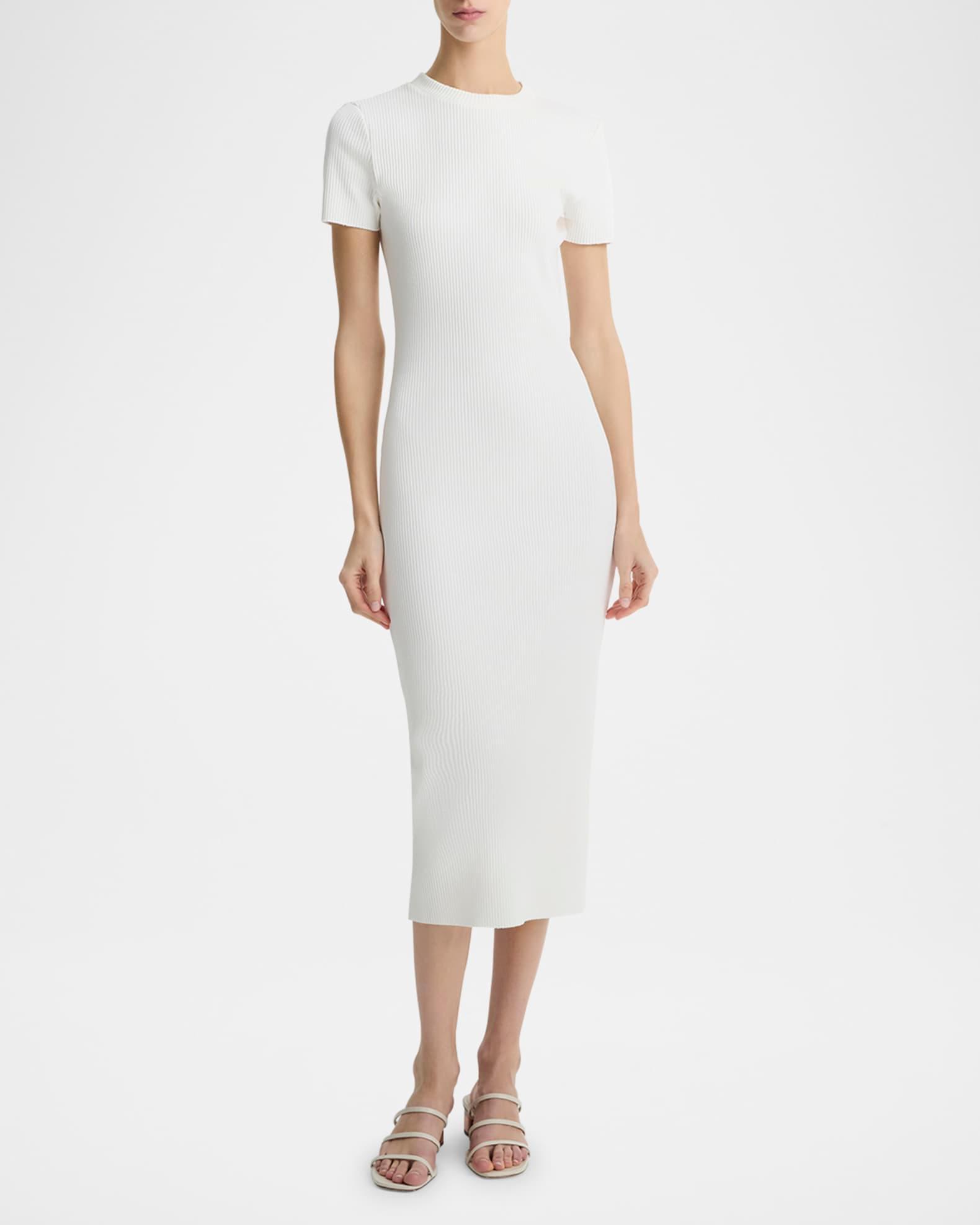 Short-Sleeve Ribbed Midi Dress Product Image