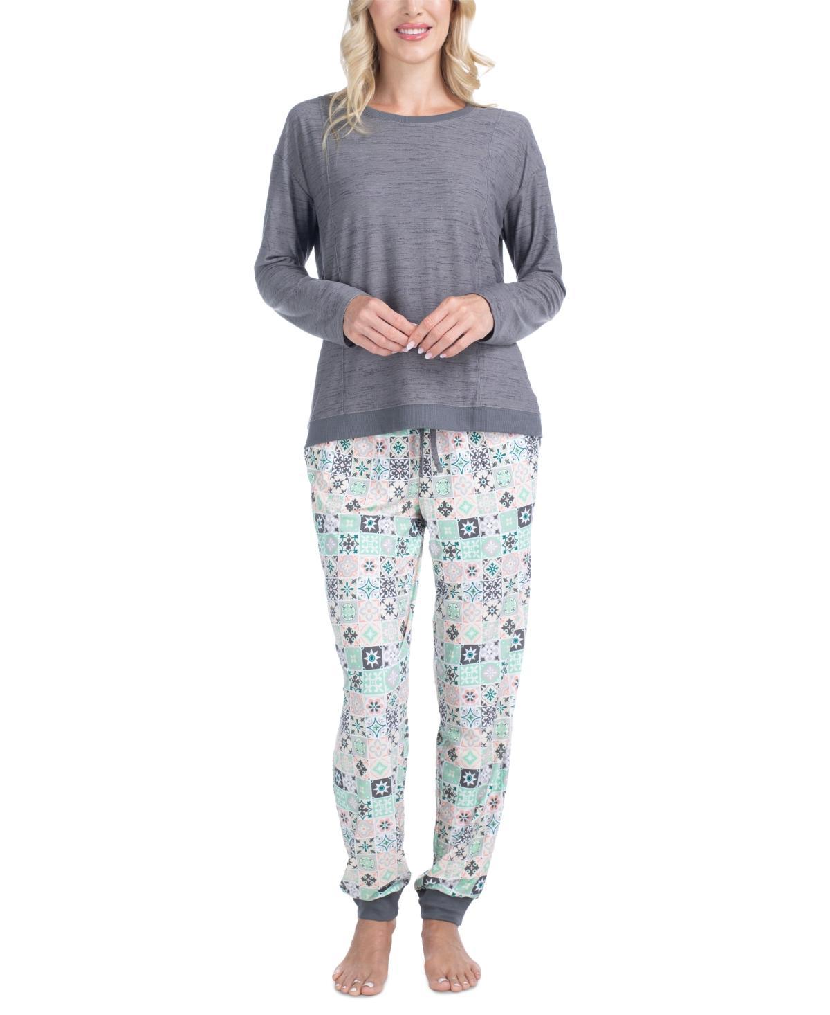 Muk Luks Womens 2-Pc. Lounge Loyalist Sweatshirt & Jogger Pants Pajamas Set Product Image