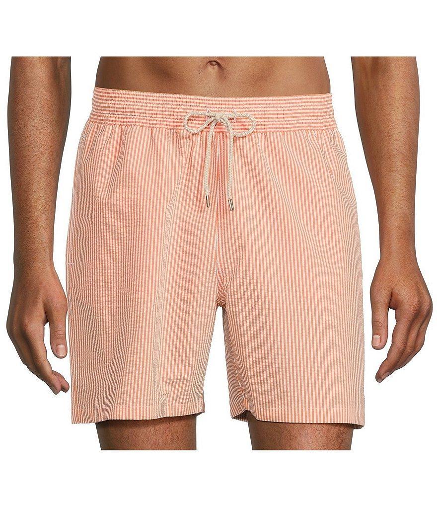 Polo Ralph Lauren Traveler Classic Bengal Stripe Printed Seersucker 5.75 Inseam Swim Trunks Product Image