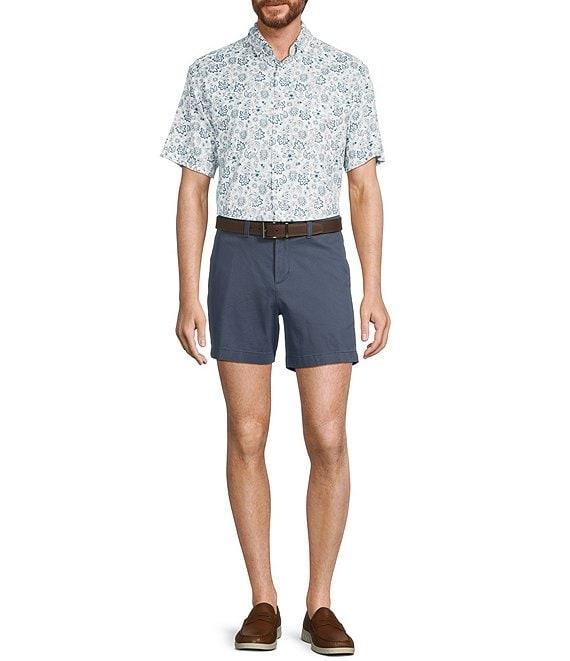 Roundtree & Yorke Short Sleeve Paisley Print Oxford Sport Shirt Product Image