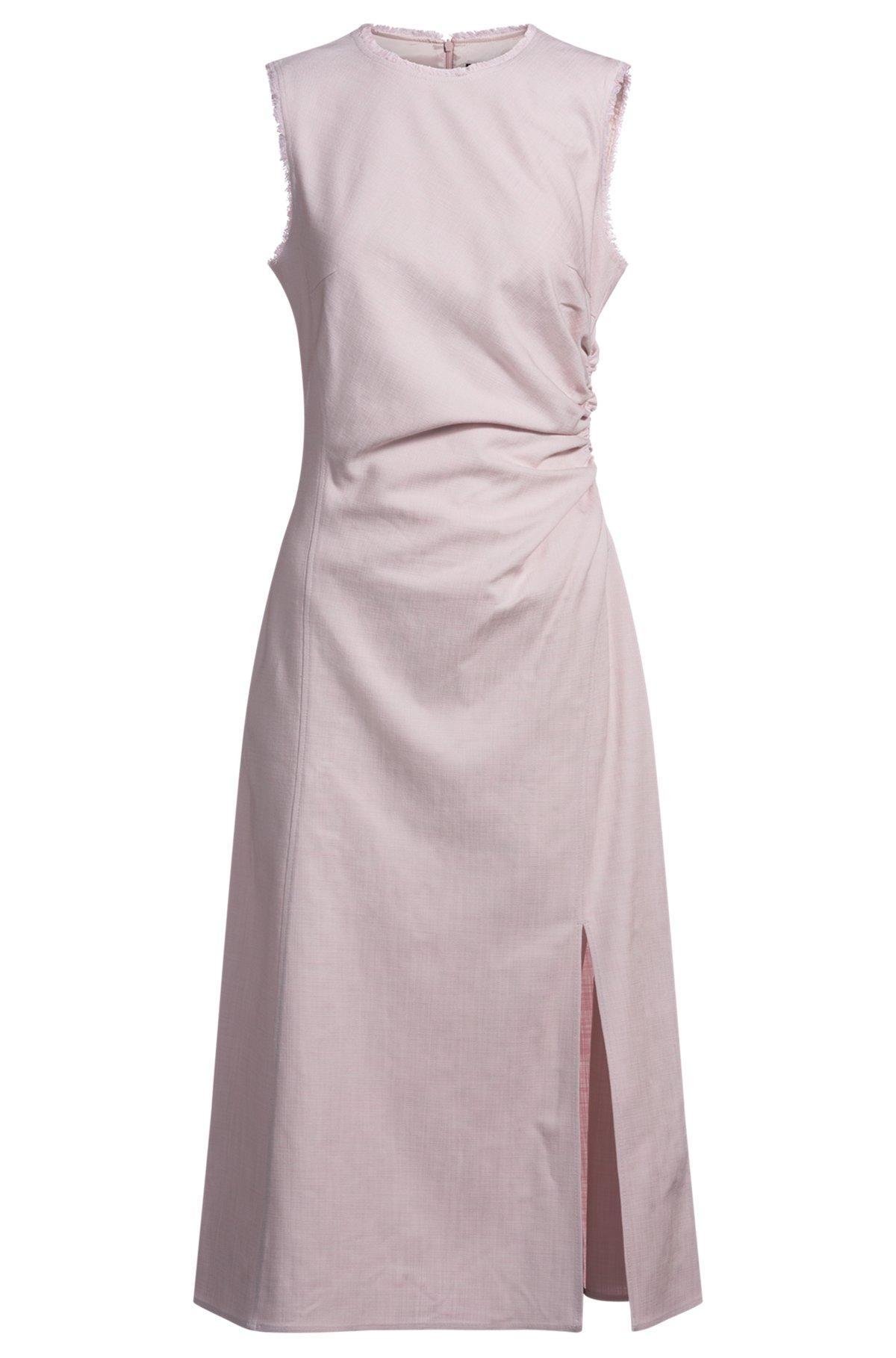 Melange dress with frayed and gathered details Product Image