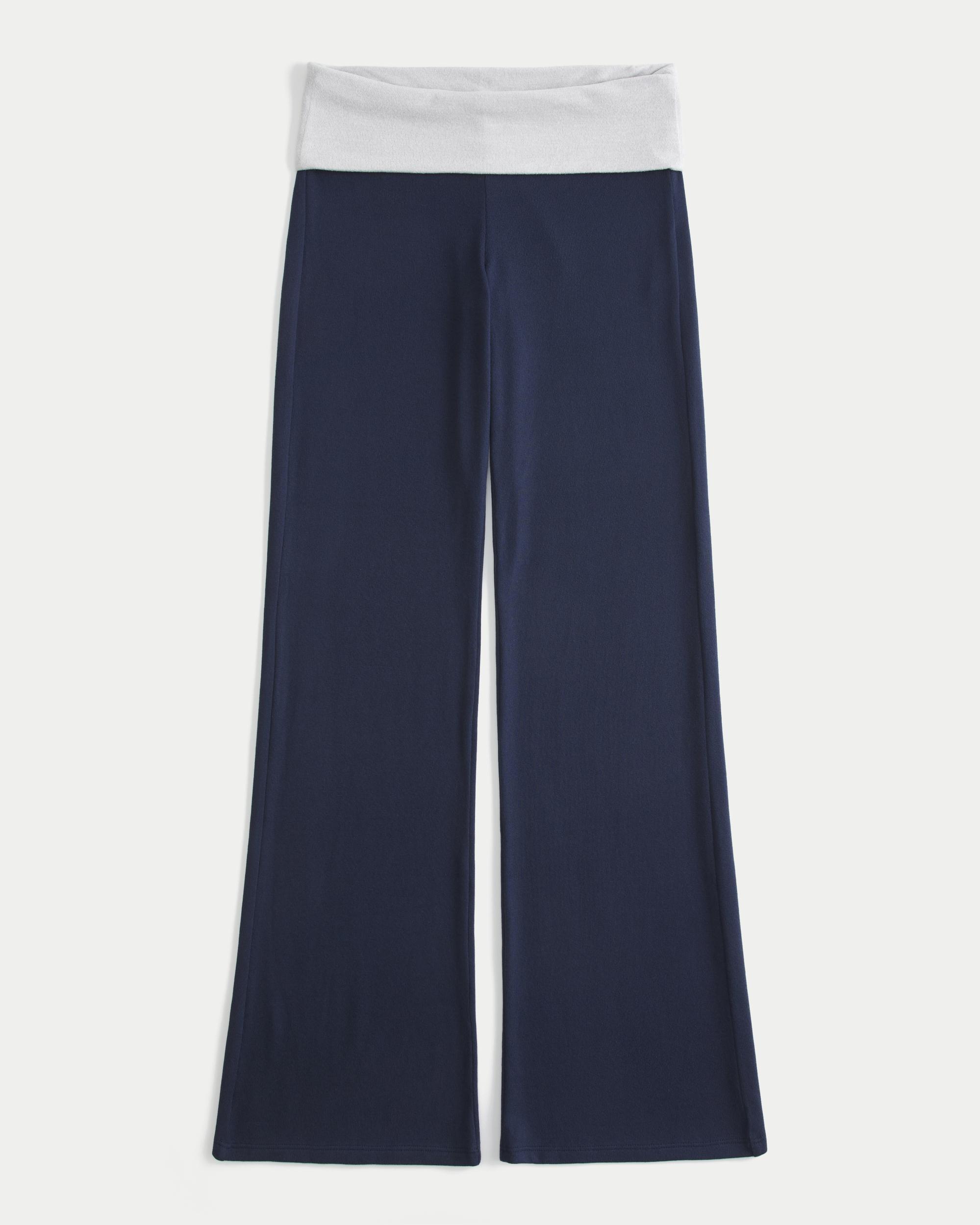 Foldover Waist Knit Flare Pants Product Image