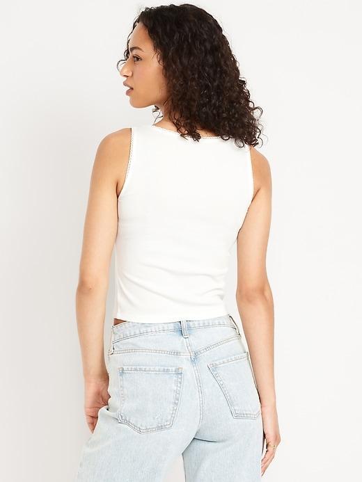 Cinched Rib-Knit Crop Tank Top Product Image