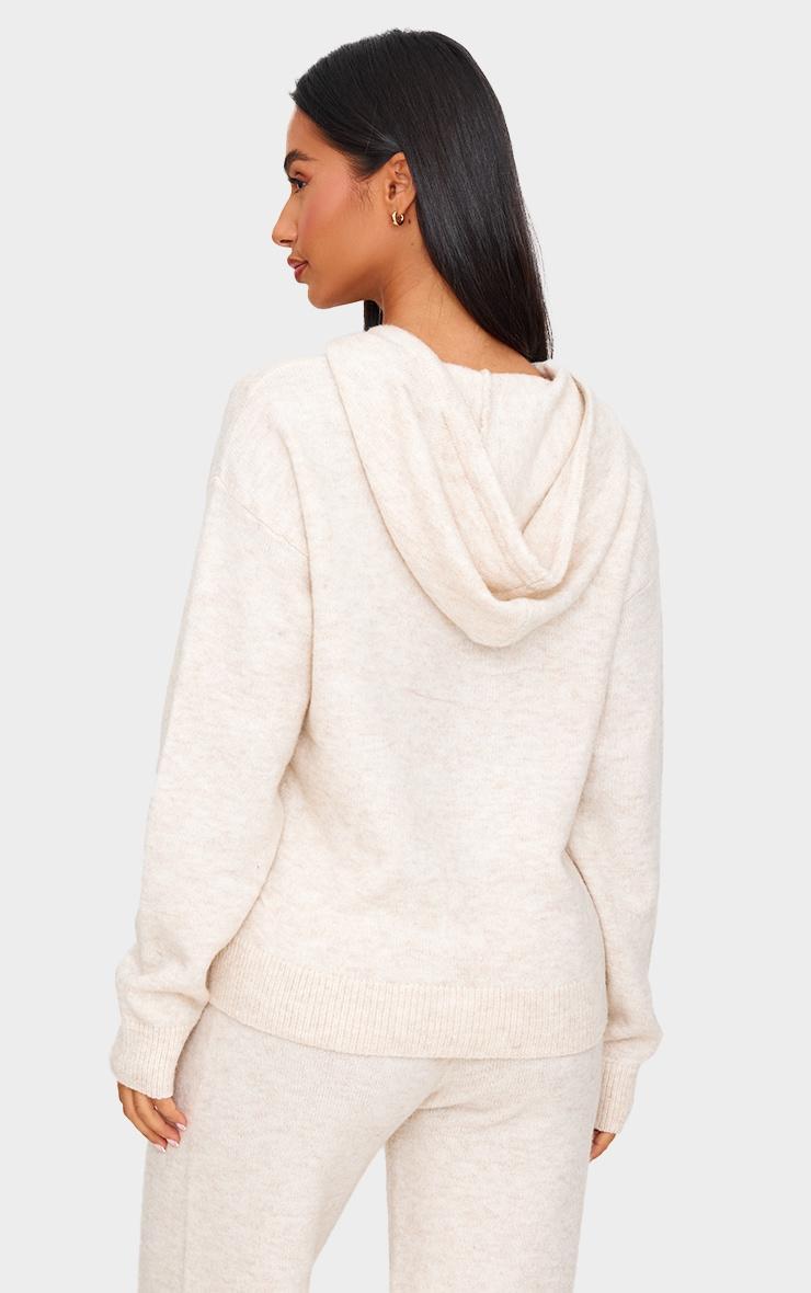 Petite Oatmeal Knitted Hoodie Product Image