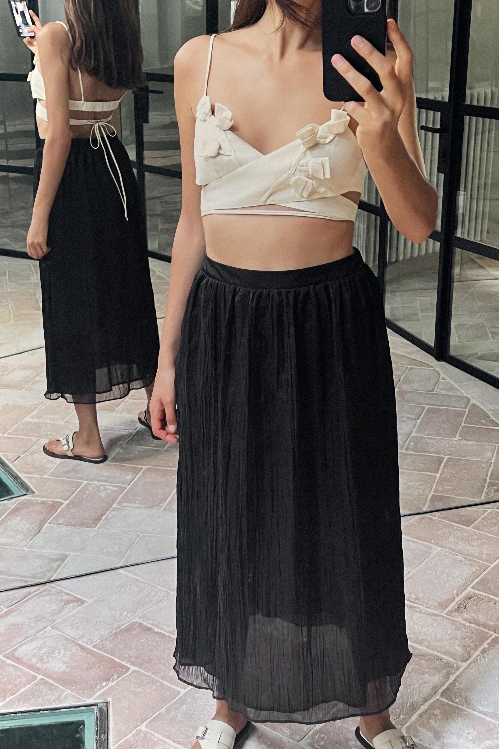 WRINKLED EFFECT MIDI SKIRT Product Image