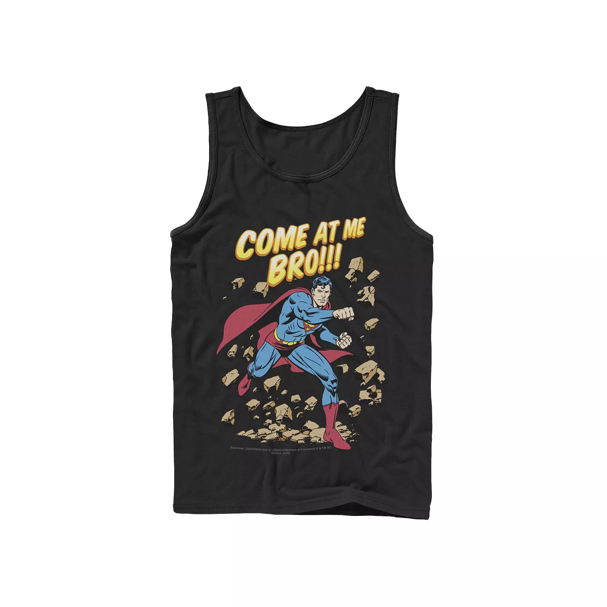 Men's DC Comics Superman Come At Me Bro Text Poster Tank Top,  Product Image