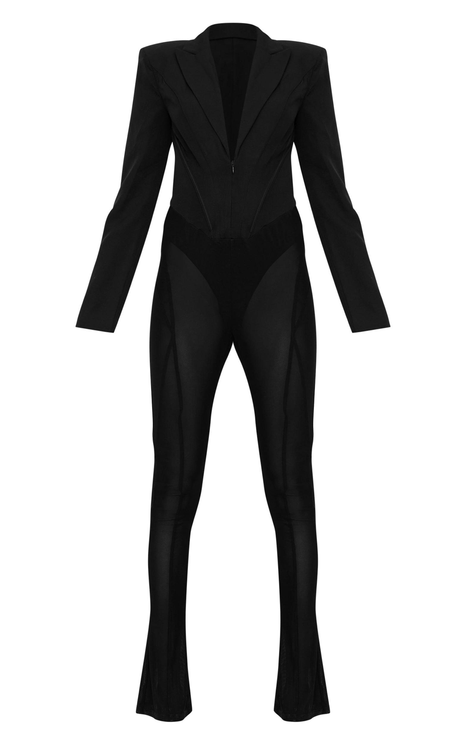 Black Woven Binding Detail Tailored Jumpsuit Product Image