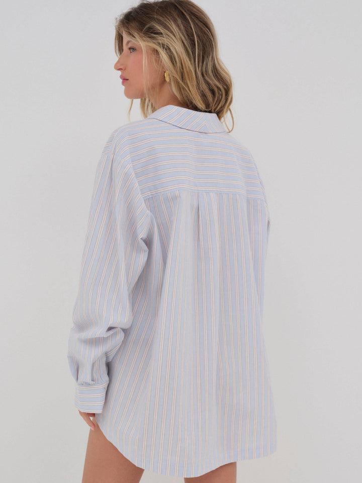 Lakeside Stripe Button Down Top — Blue Product Image