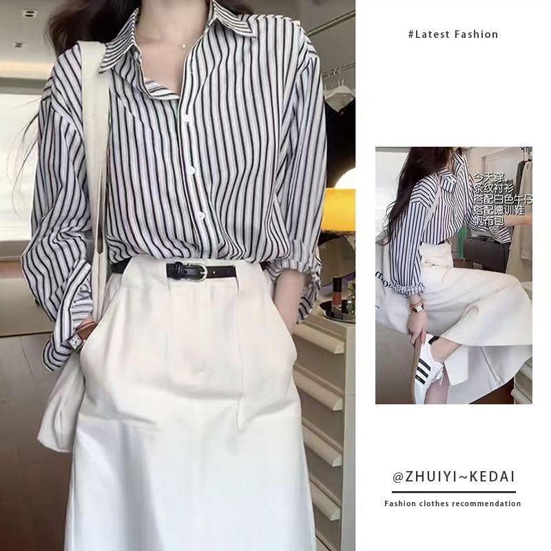 Long-Sleeve Striped Shirt Product Image