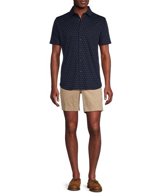 Cremieux Blue Label Geo Print Cotton Interlock Short Sleeve Coatfront Shirt Product Image