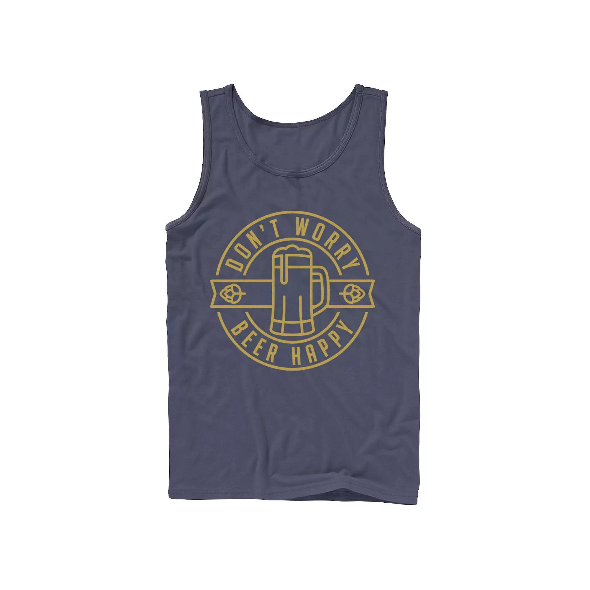 Men's Don't Worry Beer Happy Circle Tank Top,  Product Image