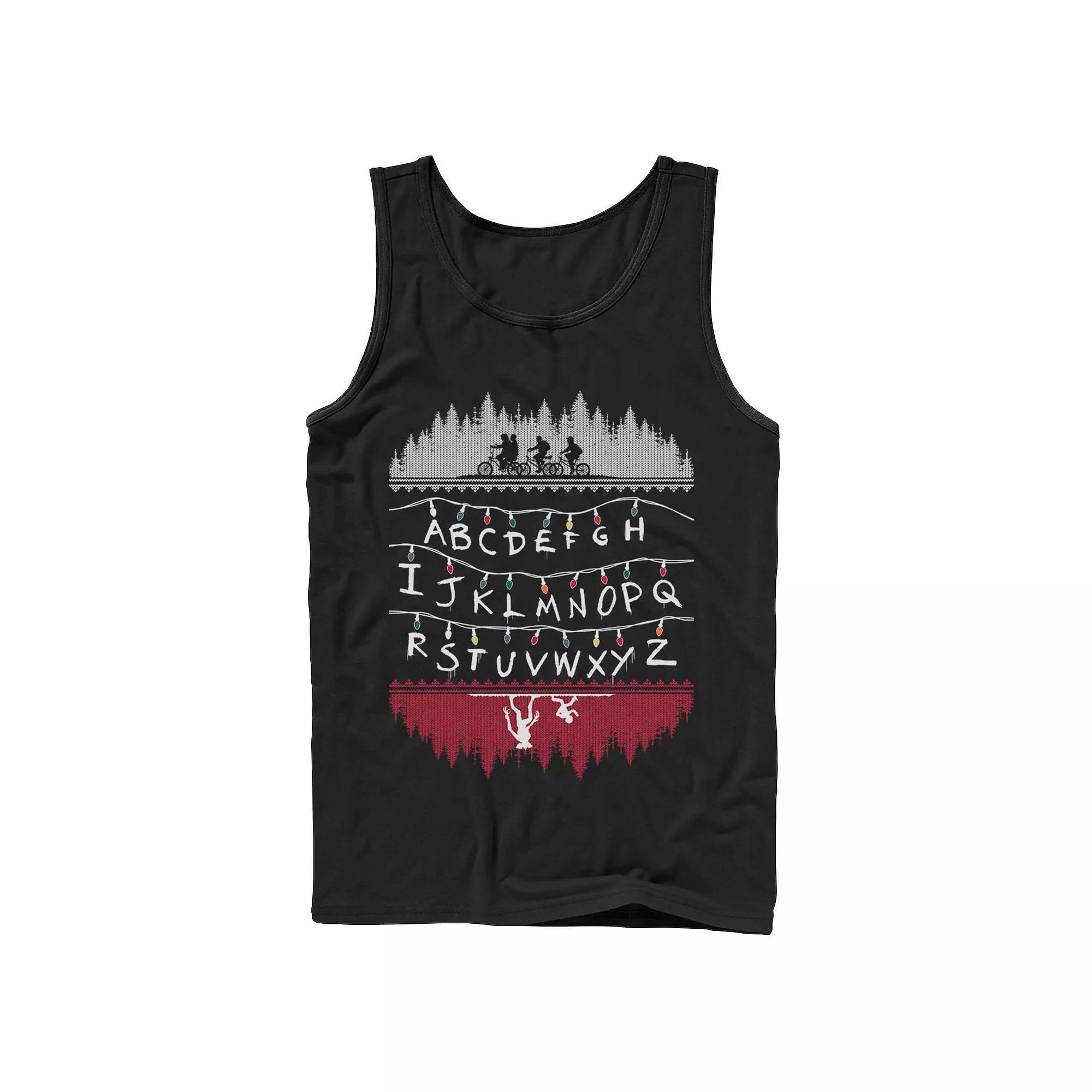 Men's Stranger Things Alphabet Lights Tank Top, Size: Large, Black Product Image