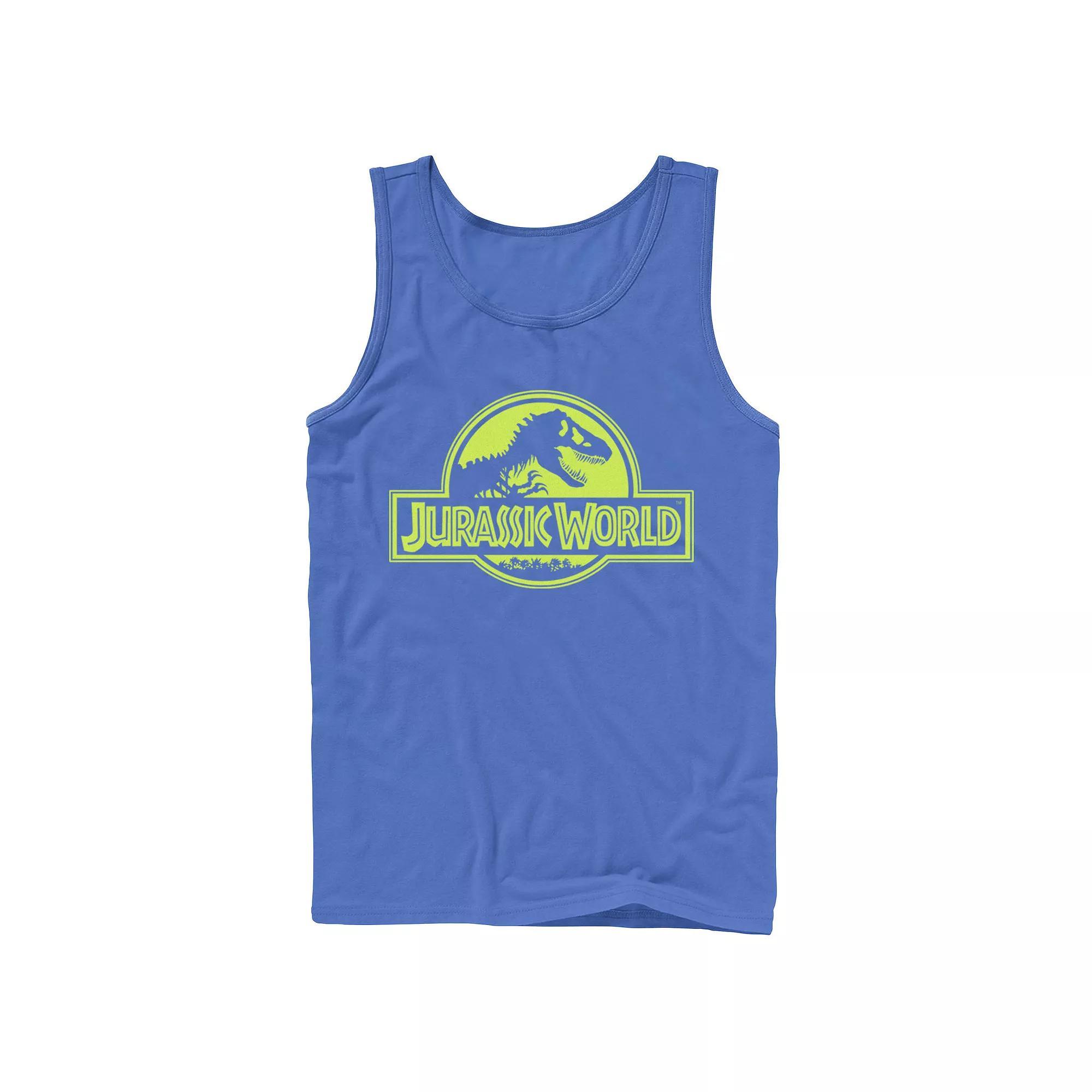 Men's Jurassic World Neon Logo Tank Top, Size: Medium, Royal Product Image