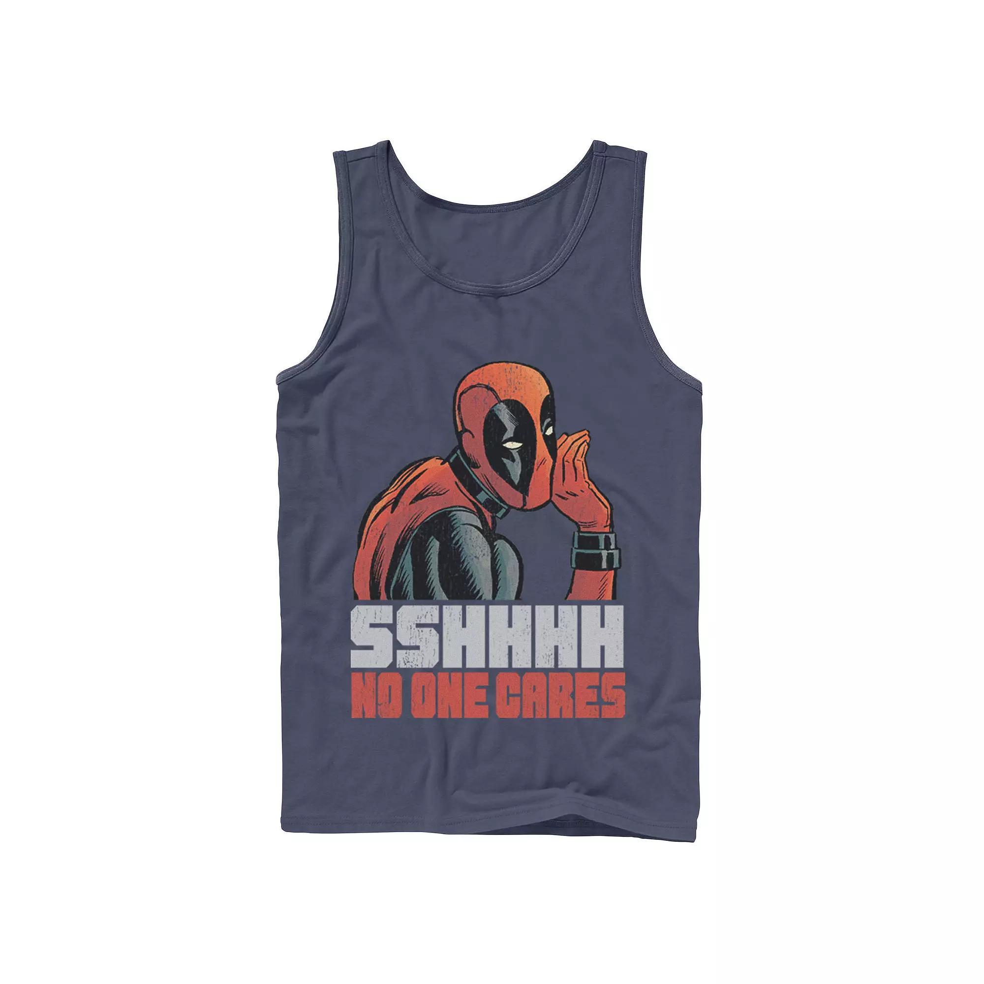 Men's Marvel Deadpool SSHHHH No One Cares Whisper Graphic Tank Top,  Product Image