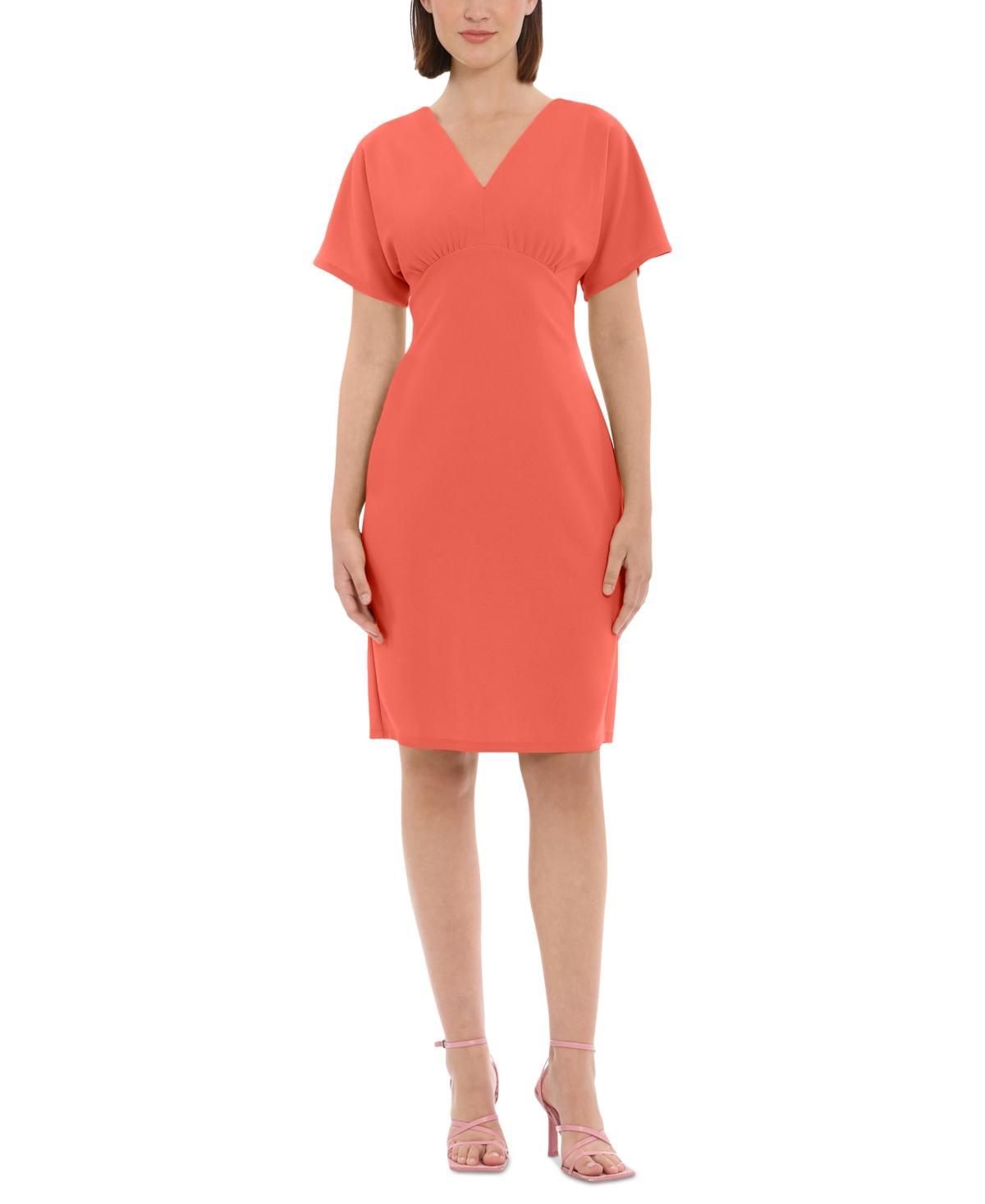 Womens V-Neck Draped Sleeve Sheath Dress Product Image