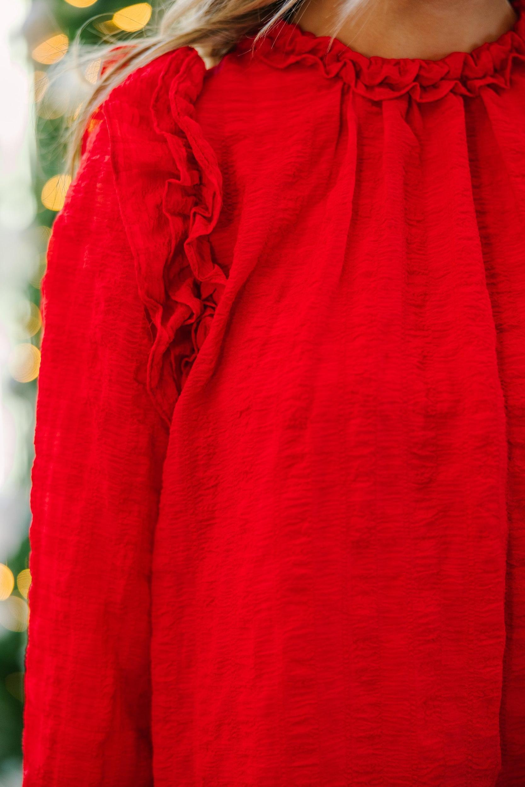 Best Behavior Red Ruffled Blouse Female Product Image