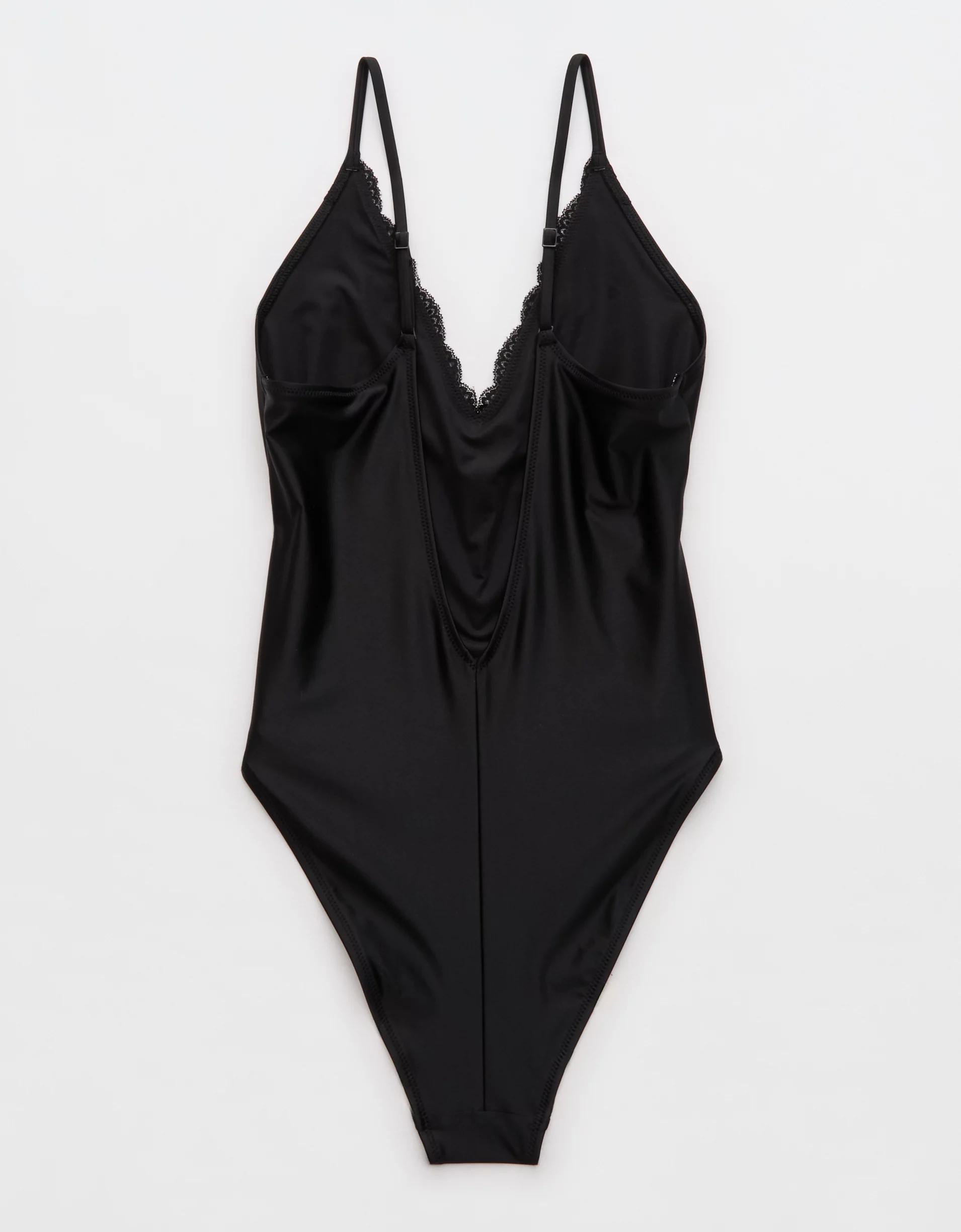 Aerie Shine Lace Plunge One Piece Swimsuit Product Image