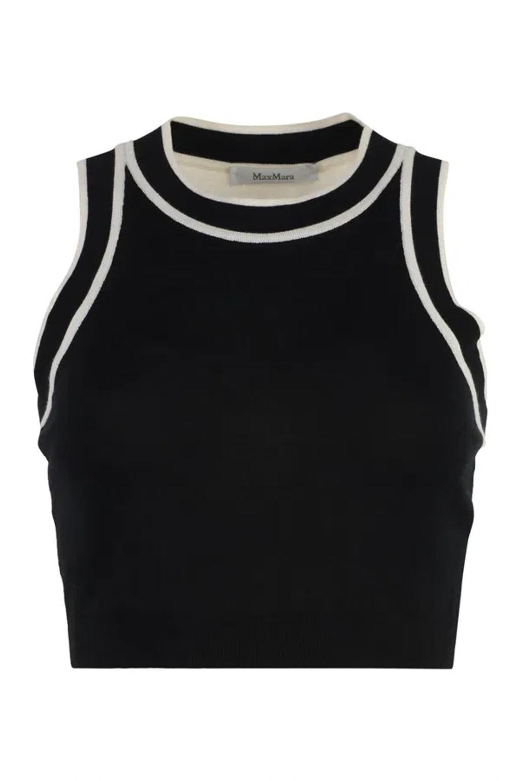 MAX MARA Ruggero Cropped Halter Neck Sleeveless Sweater Top In Black Product Image