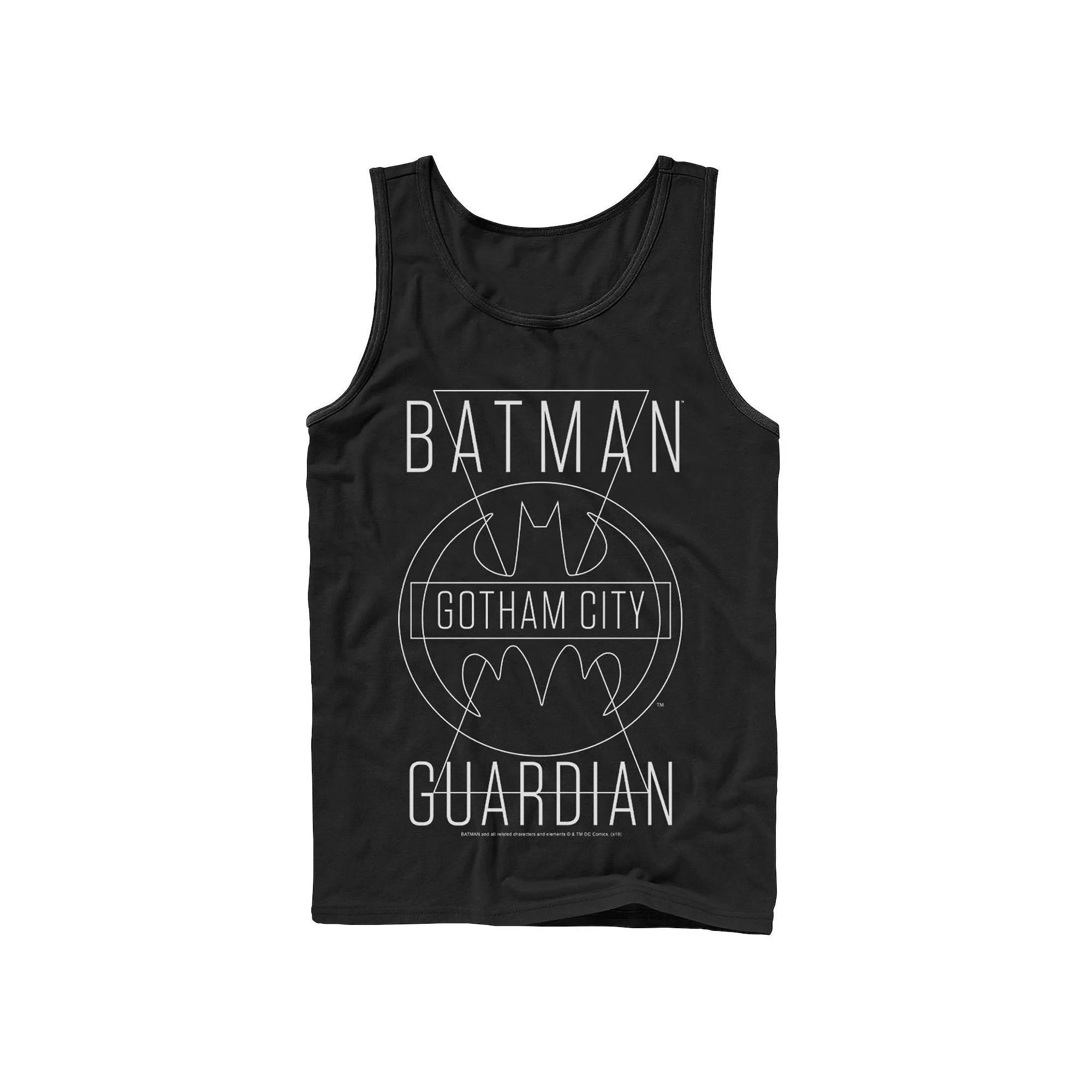 Men's DC Comics Batman Gotham City Guardian Text Poster Tank Top, Size: XL, Black Product Image