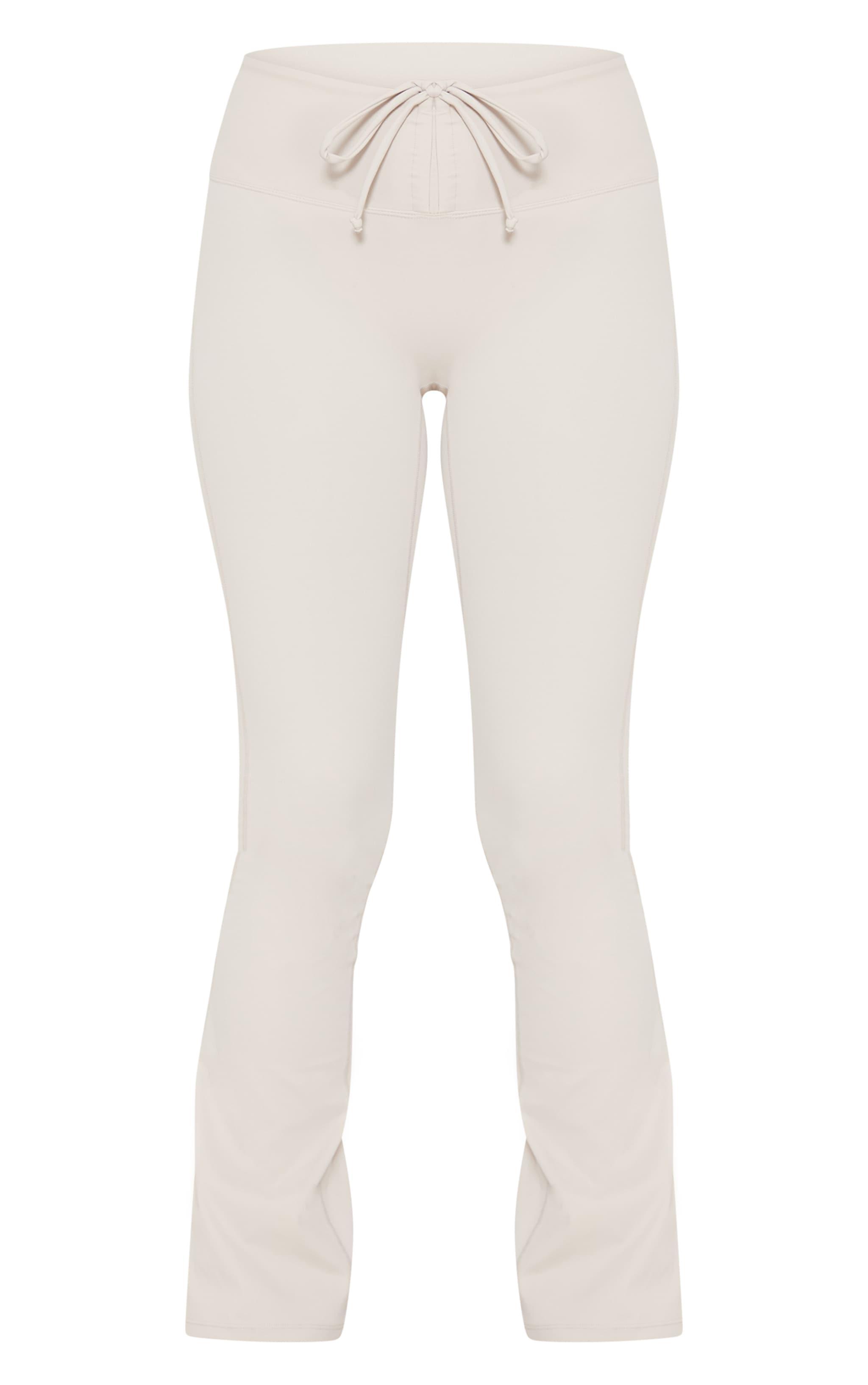 Grey Stretch Sculpt Ruched Tie Waist Yoga Flares Product Image