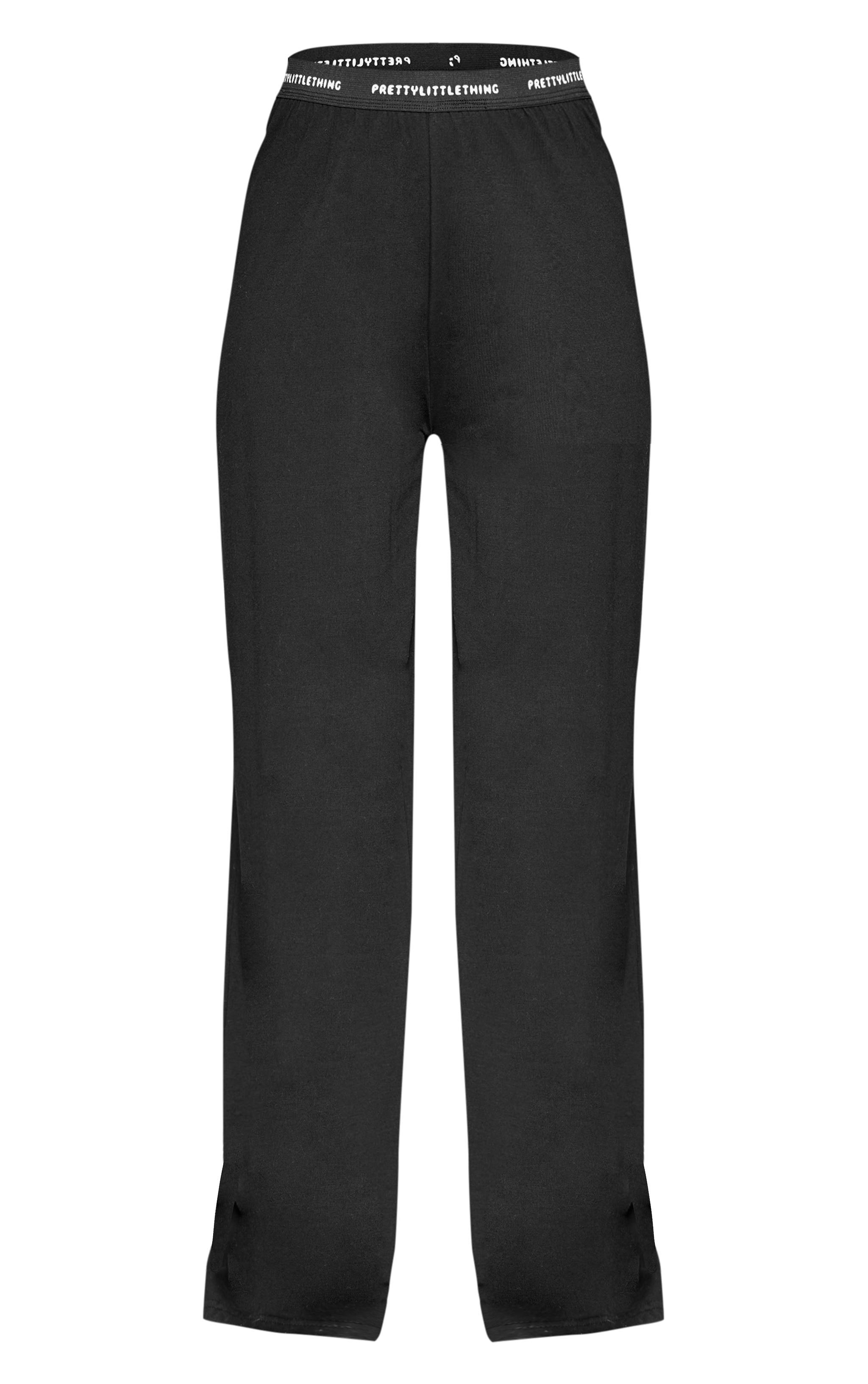 PRETTYLITTLETHING Tape Black PJ Pants Product Image