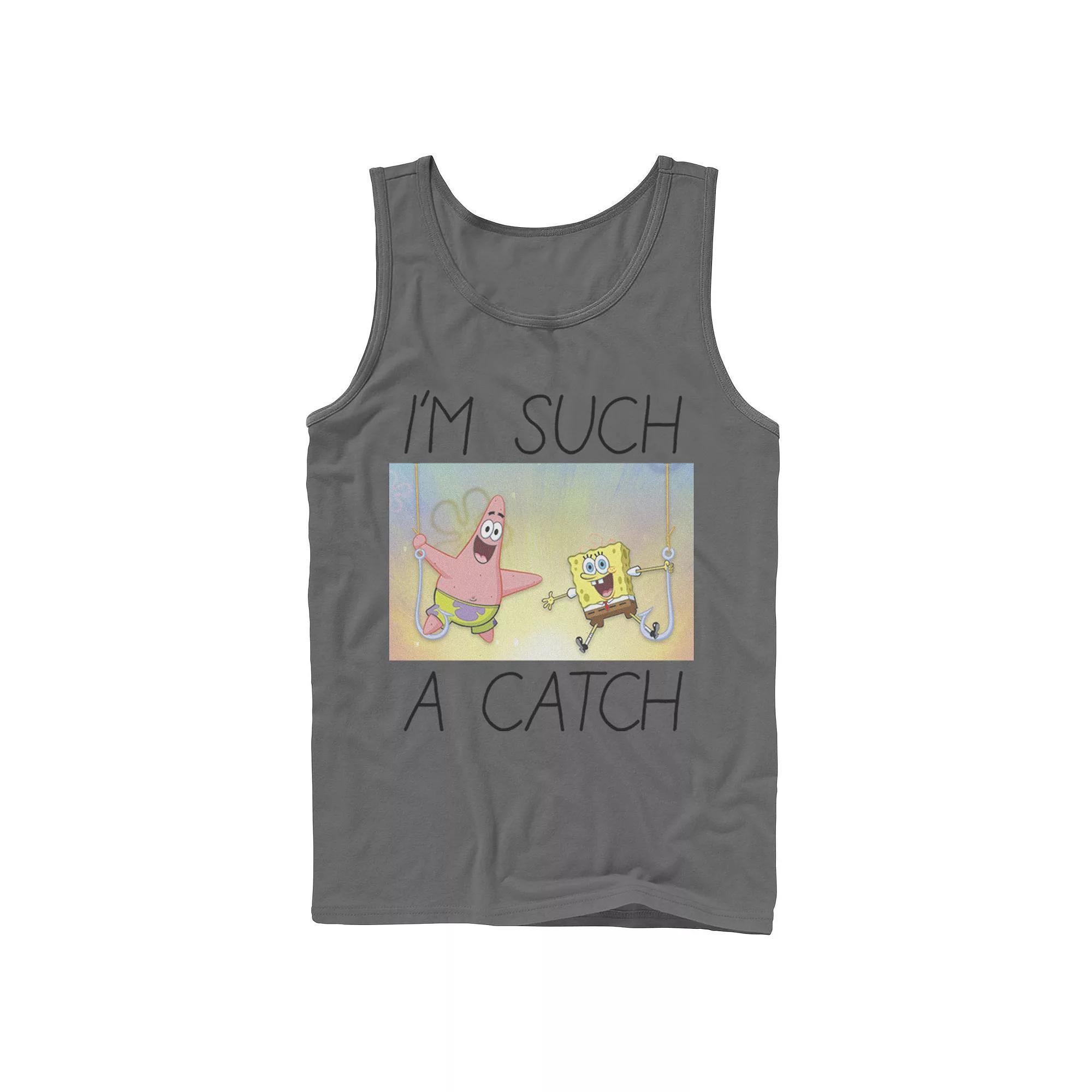 Men's Nickelodeon SpongeBob SquarePants Such A Catch Fish Hook Graphic Tank Top,  Product Image