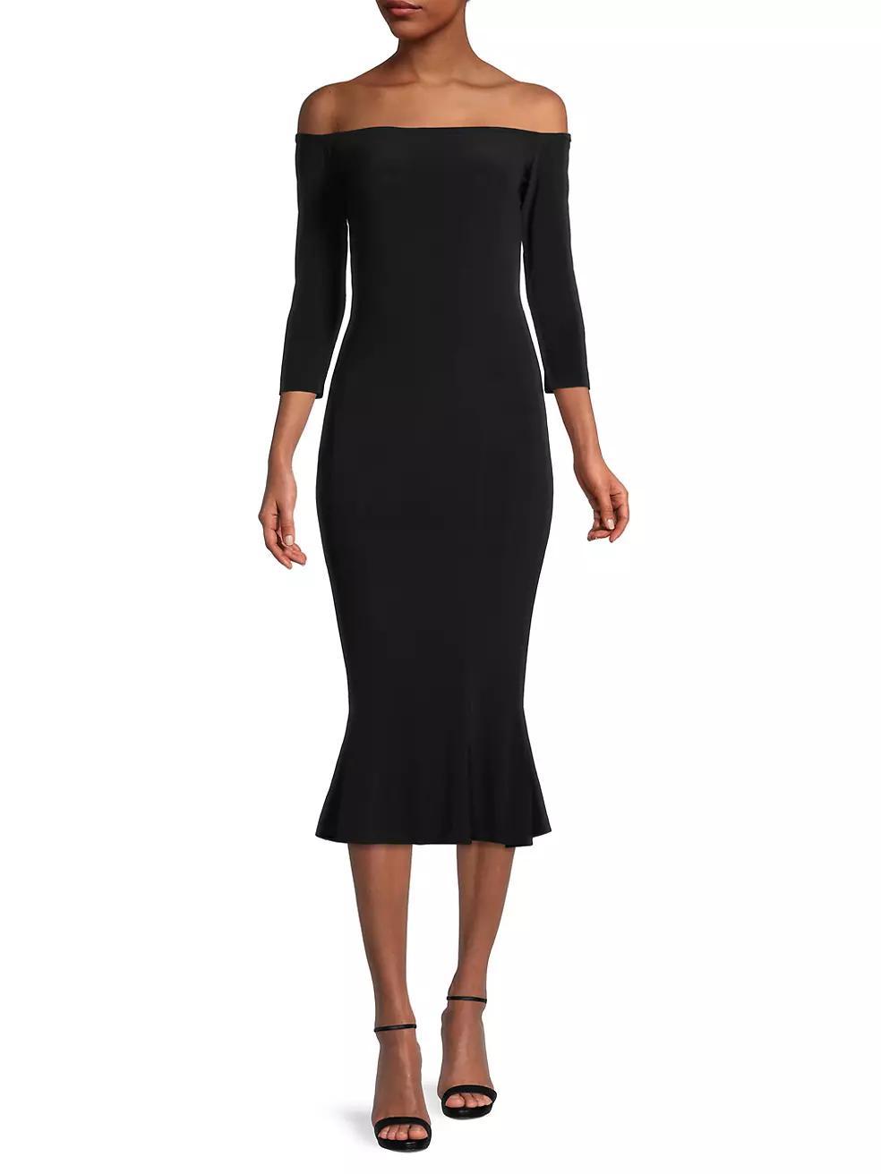 Off-The-Shoulder Fishtail Midi-Dress Product Image