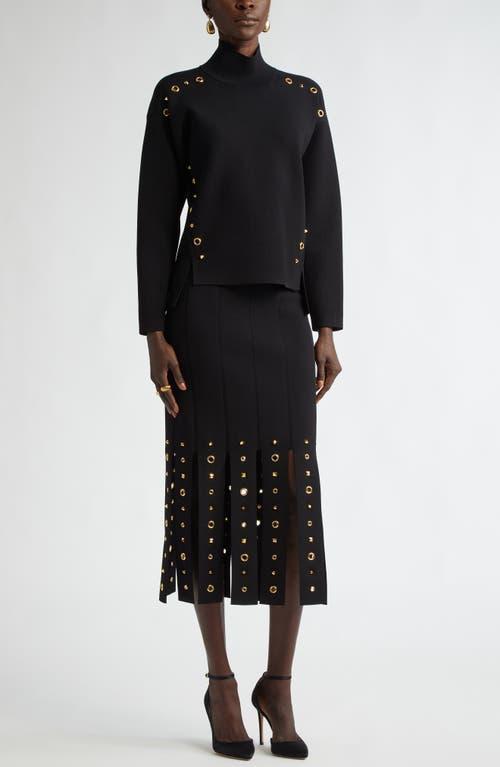 ST JOHN St. John Collection Grommet Studded Car Wash Knit Skirt In Black Product Image