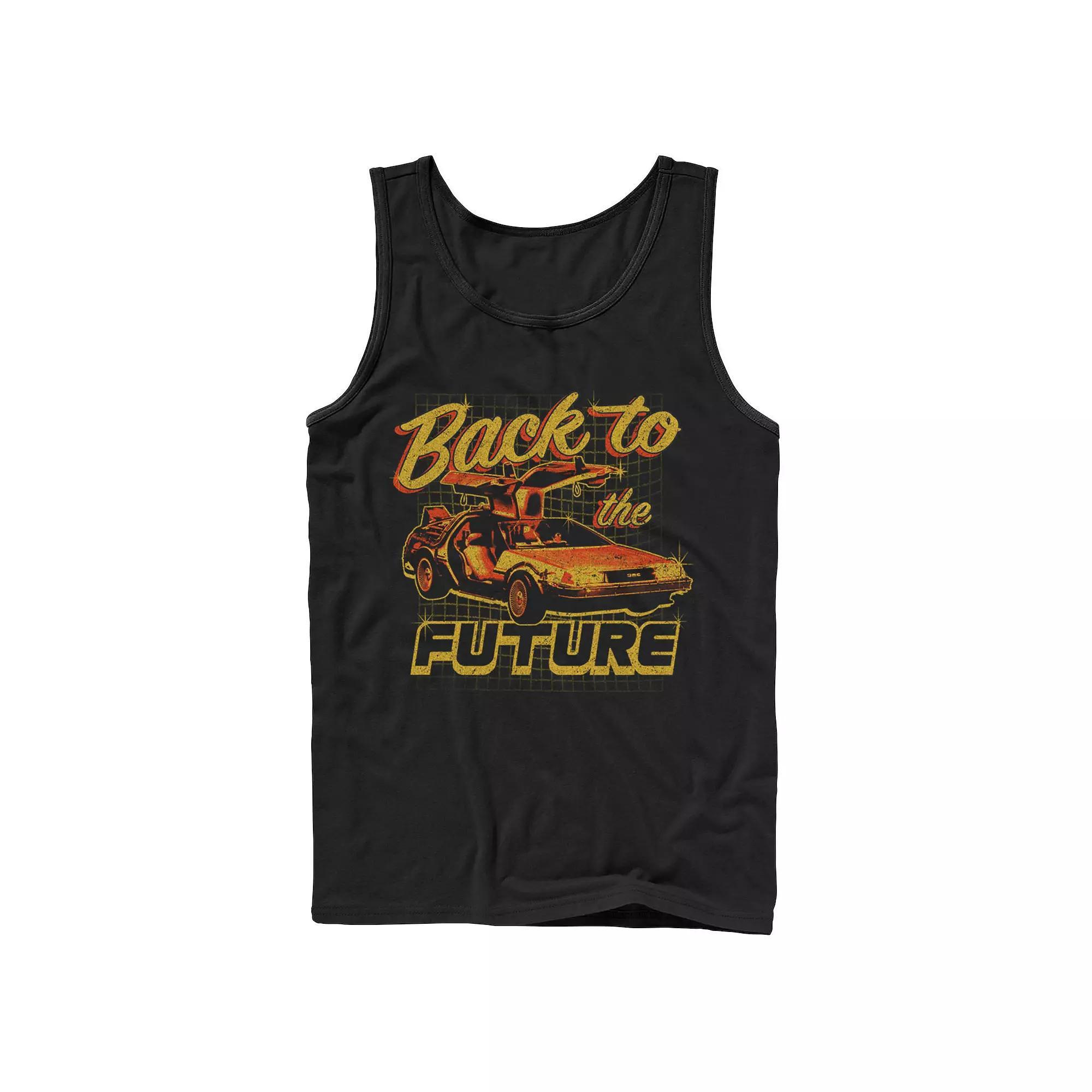 Men's Back To The Future Red And Orange Car Tank Top,  Product Image