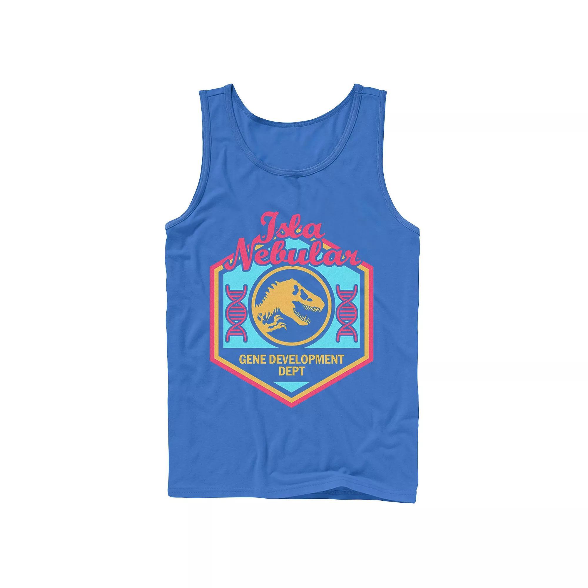 Men's Jurassic World Isla Nebular Gene Dept. Badge Tank Top,  Product Image